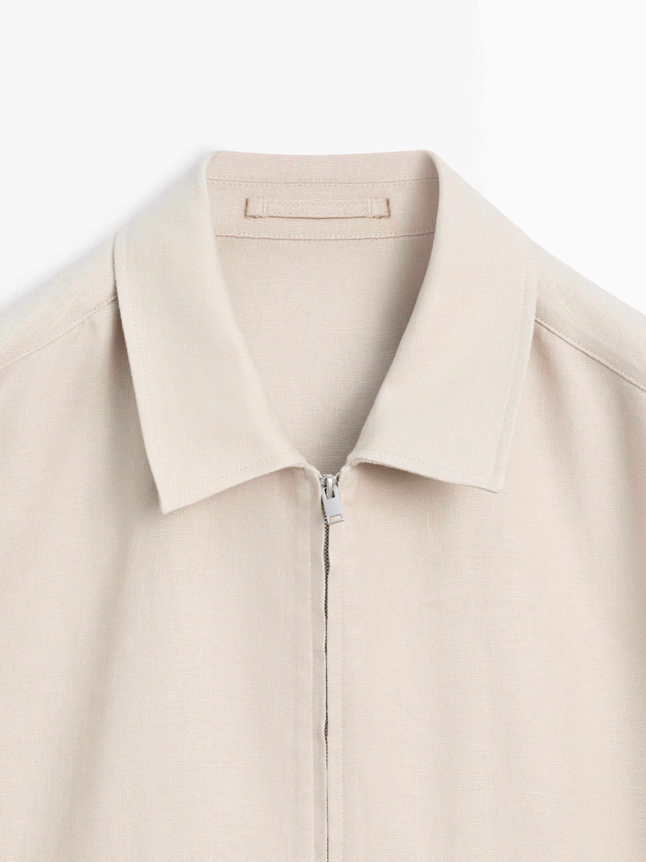 100% linen total look bomber jacket — BEIGE