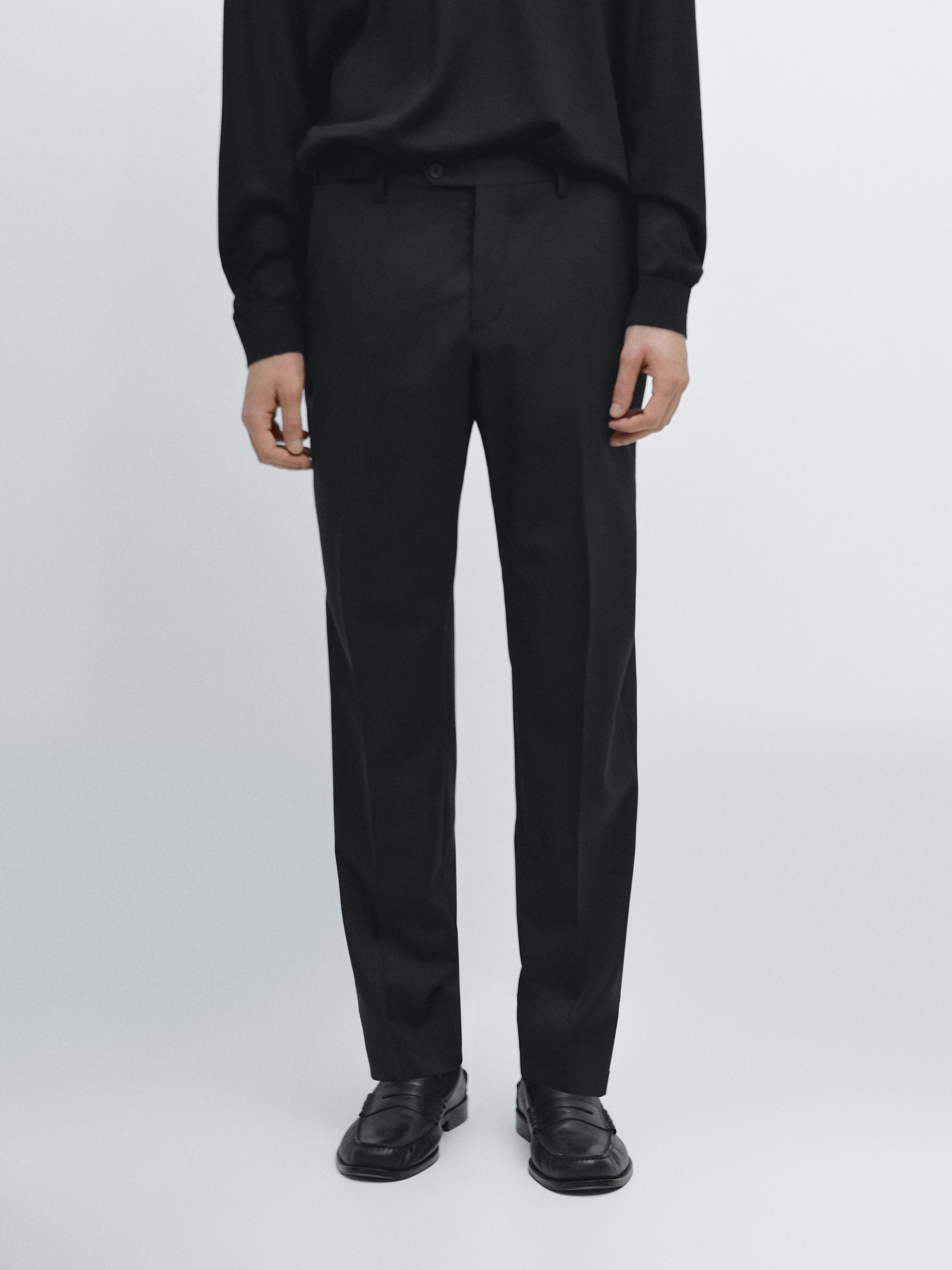 100% wool suit trousers — BLACK