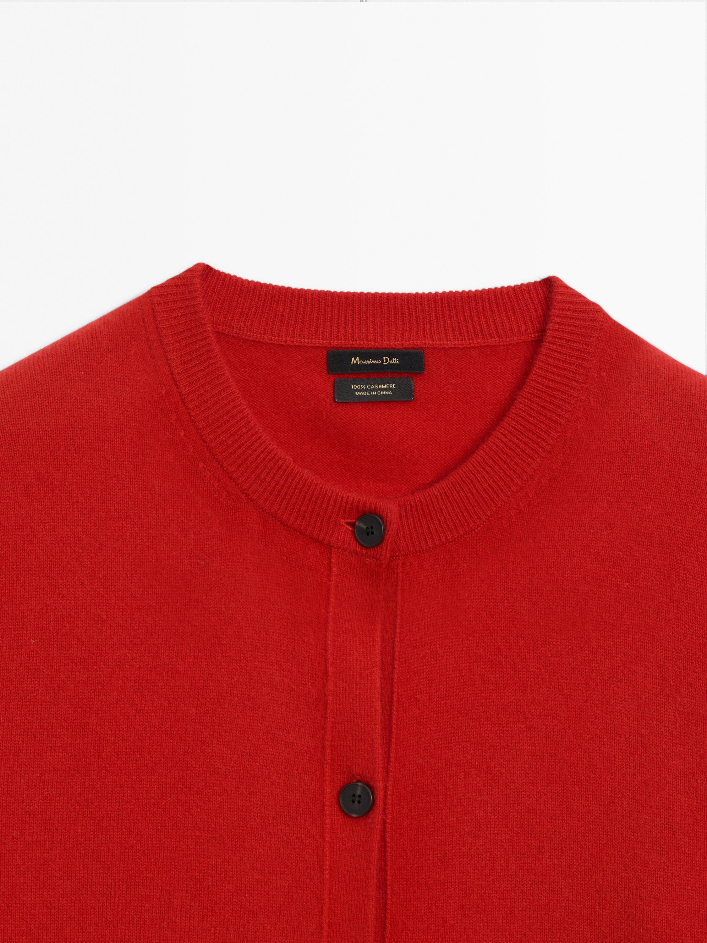 100% cashmere crew neck cardigan