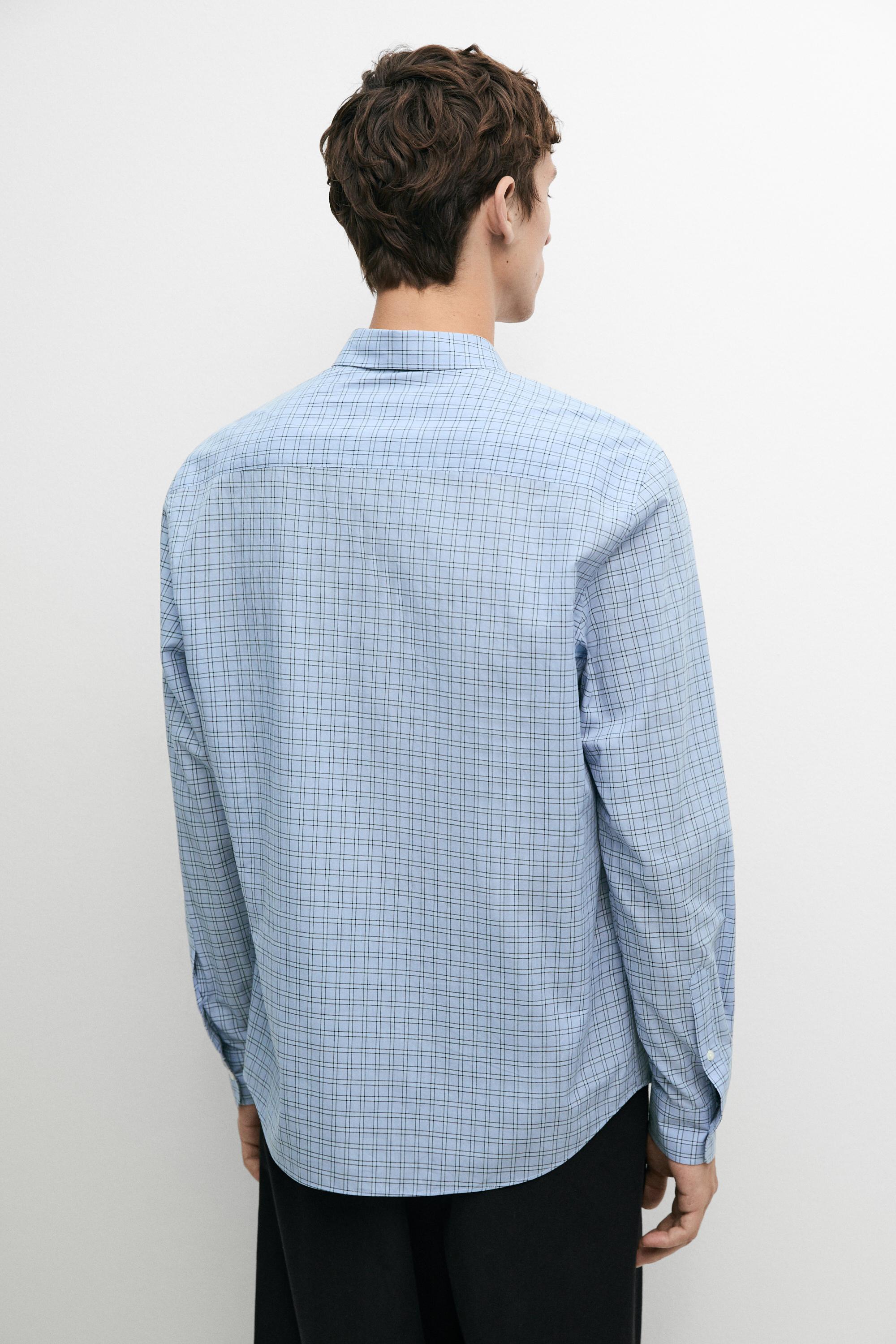 Relaxed fit plaid shirt — BLUE