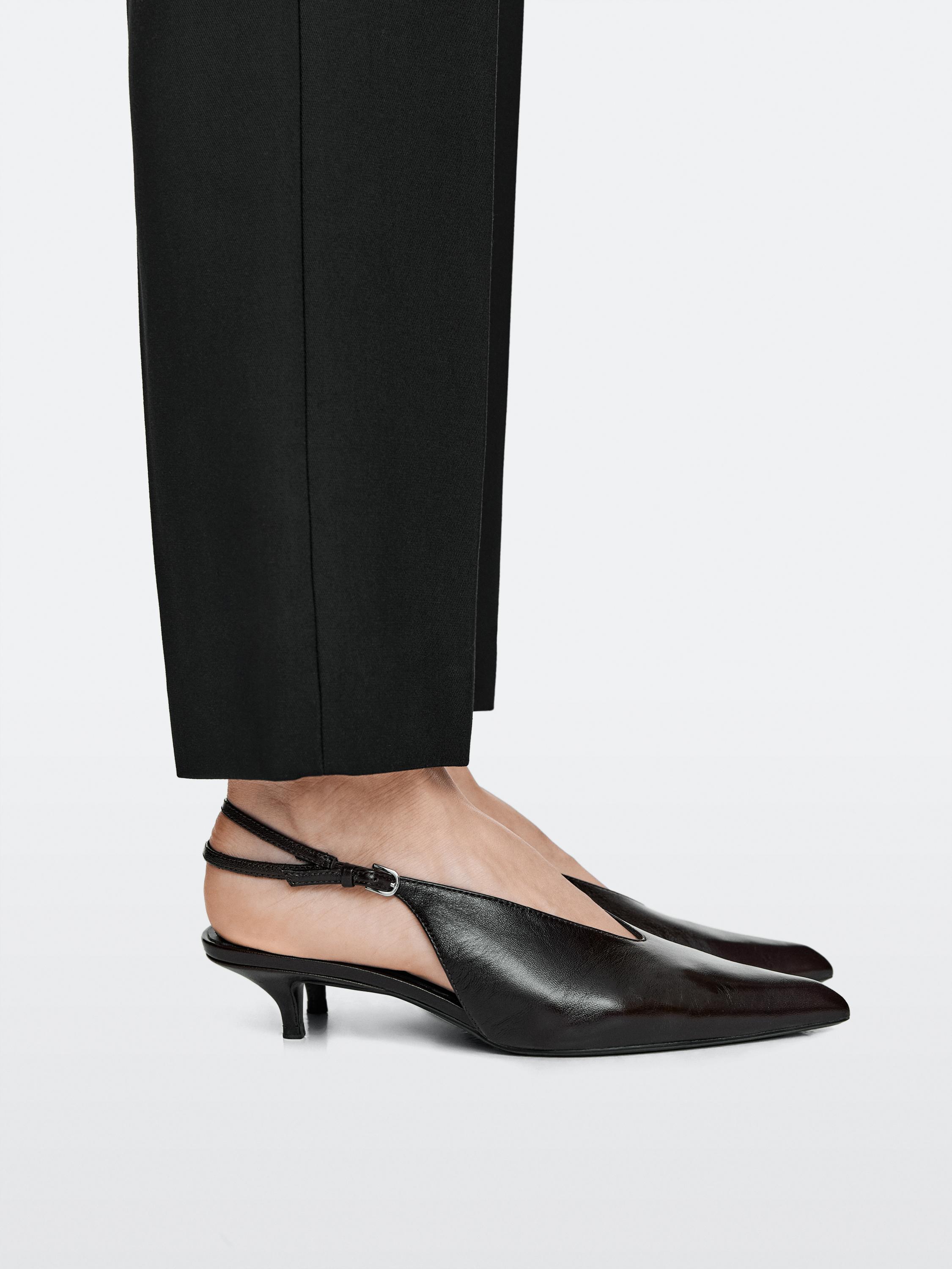 Leather high-heel mules — BROWN