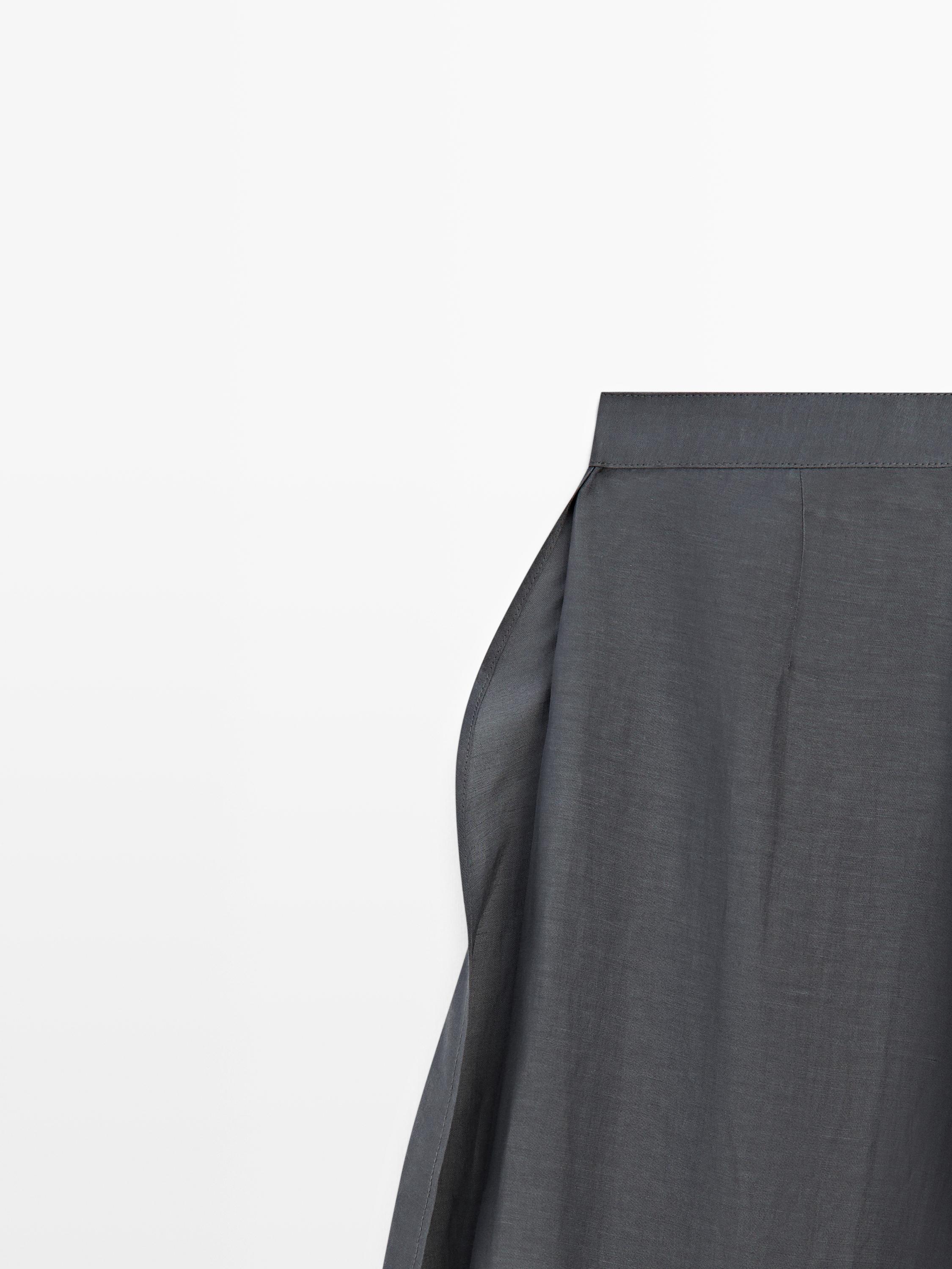 Linen blend trousers with slit details — ANTHRACITE GREY