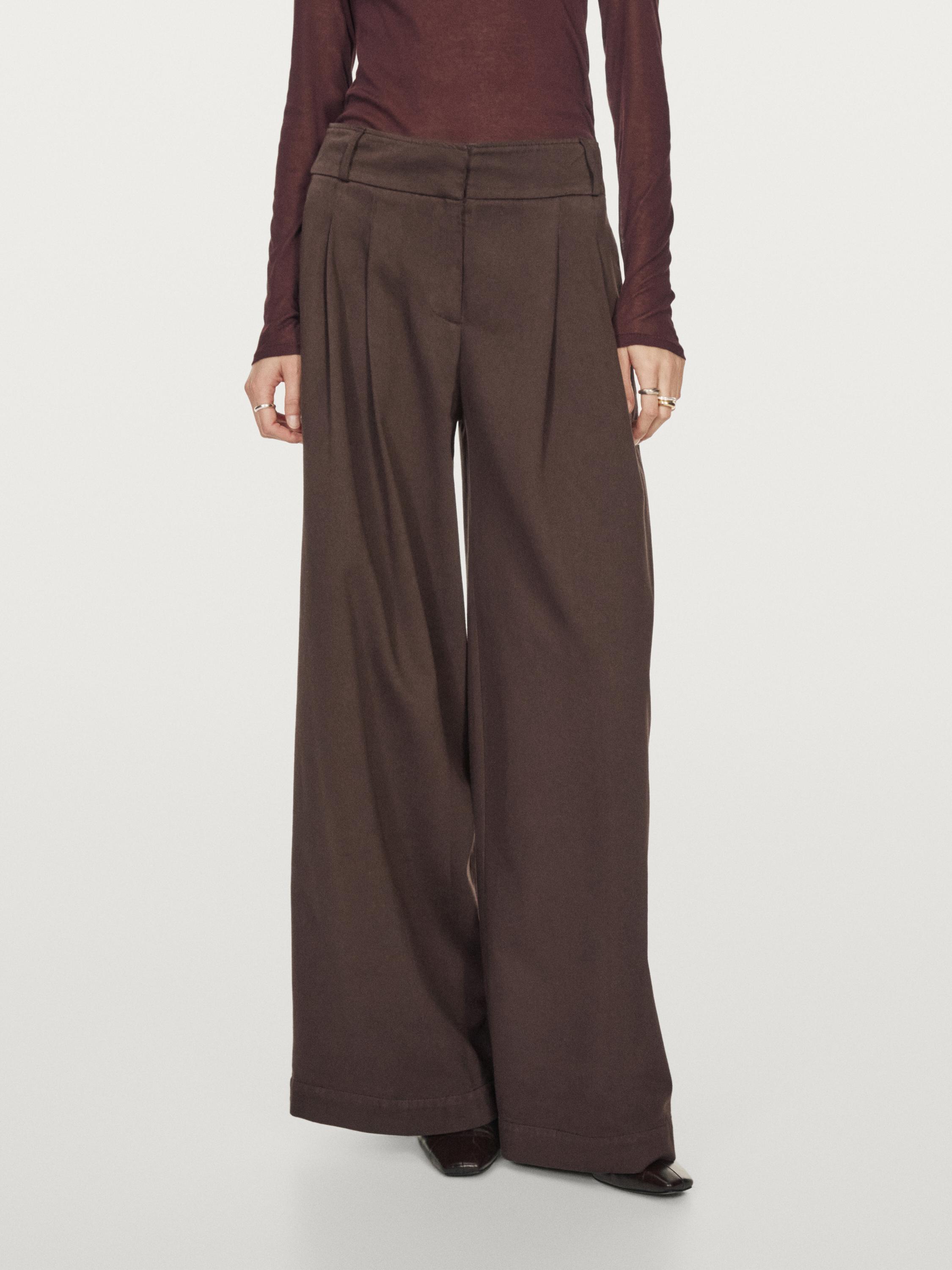 Mid-rise wide-leg darted trousers