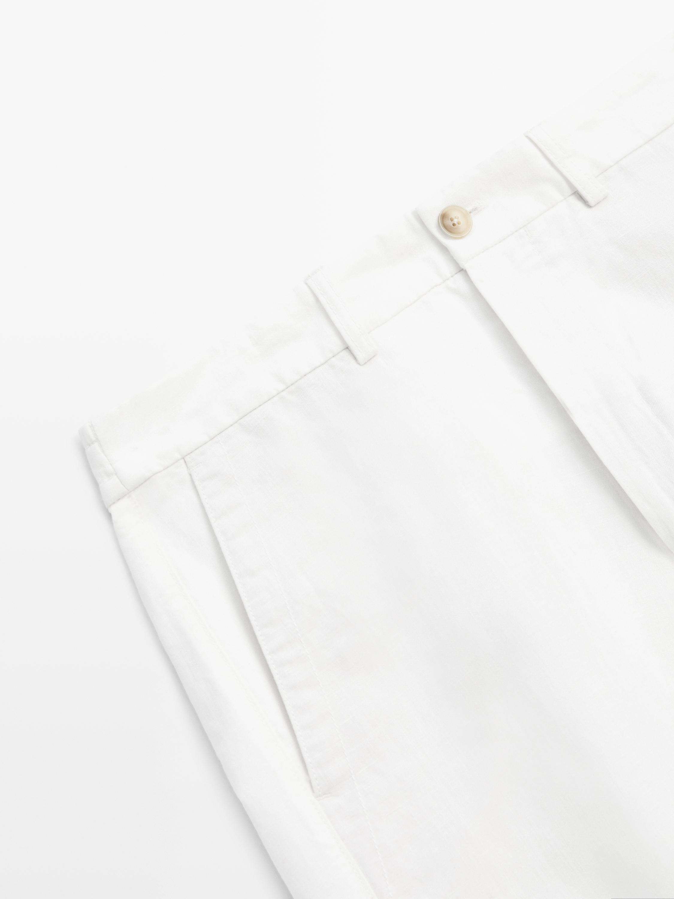 Linen blend Bermuda shorts — WHITE