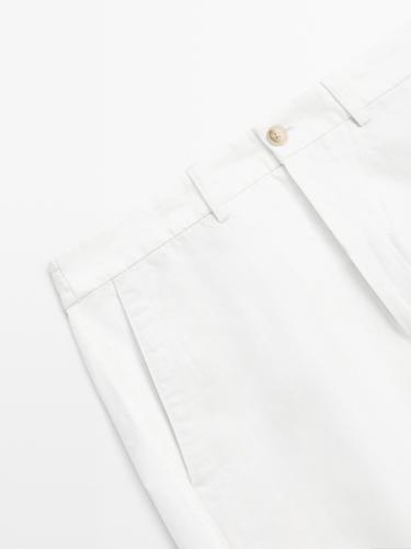 Linen blend Bermuda shorts — WHITE 4