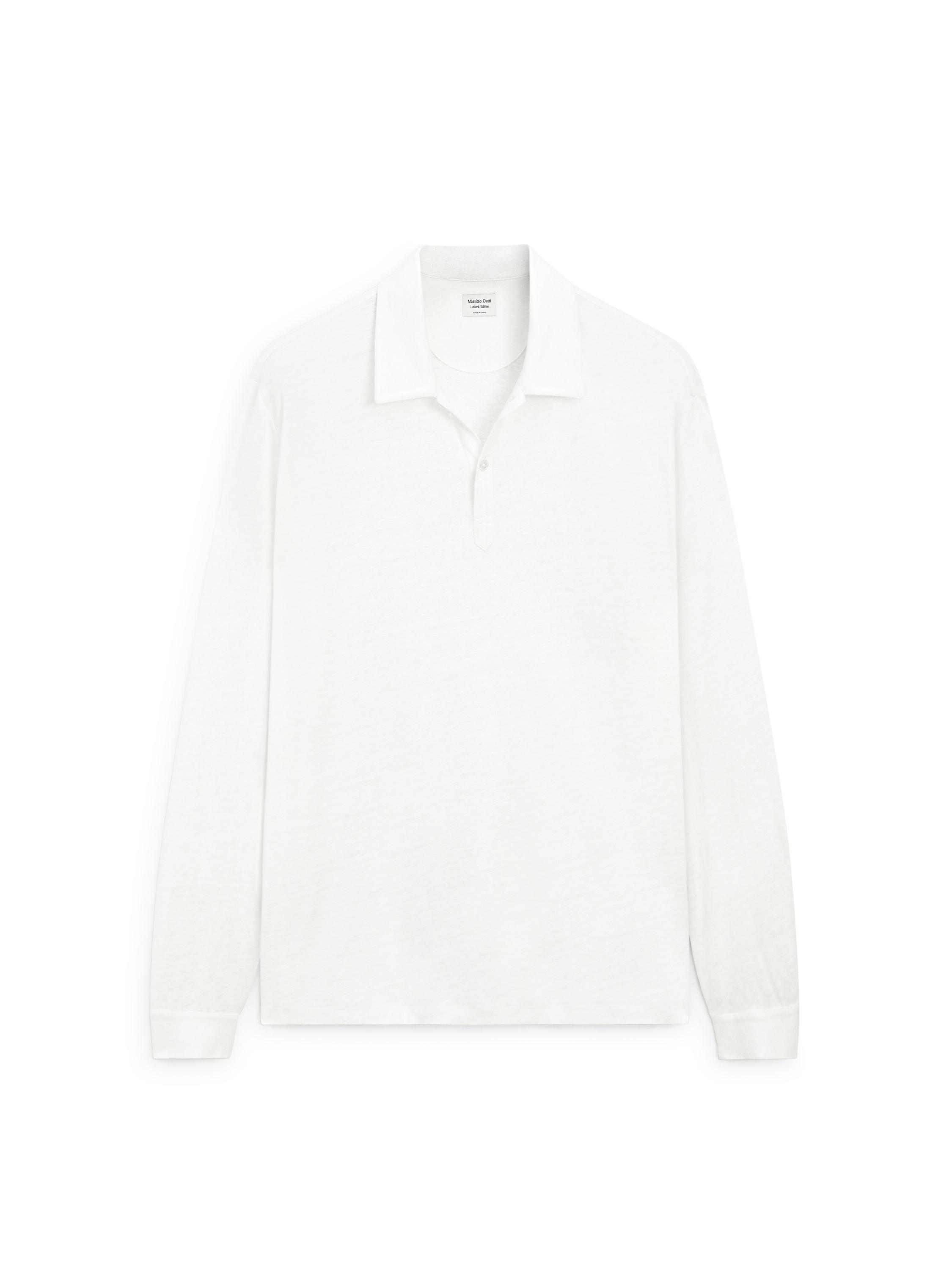 100% linen long sleeve polo shirt - LIMITED EDITION — Off white