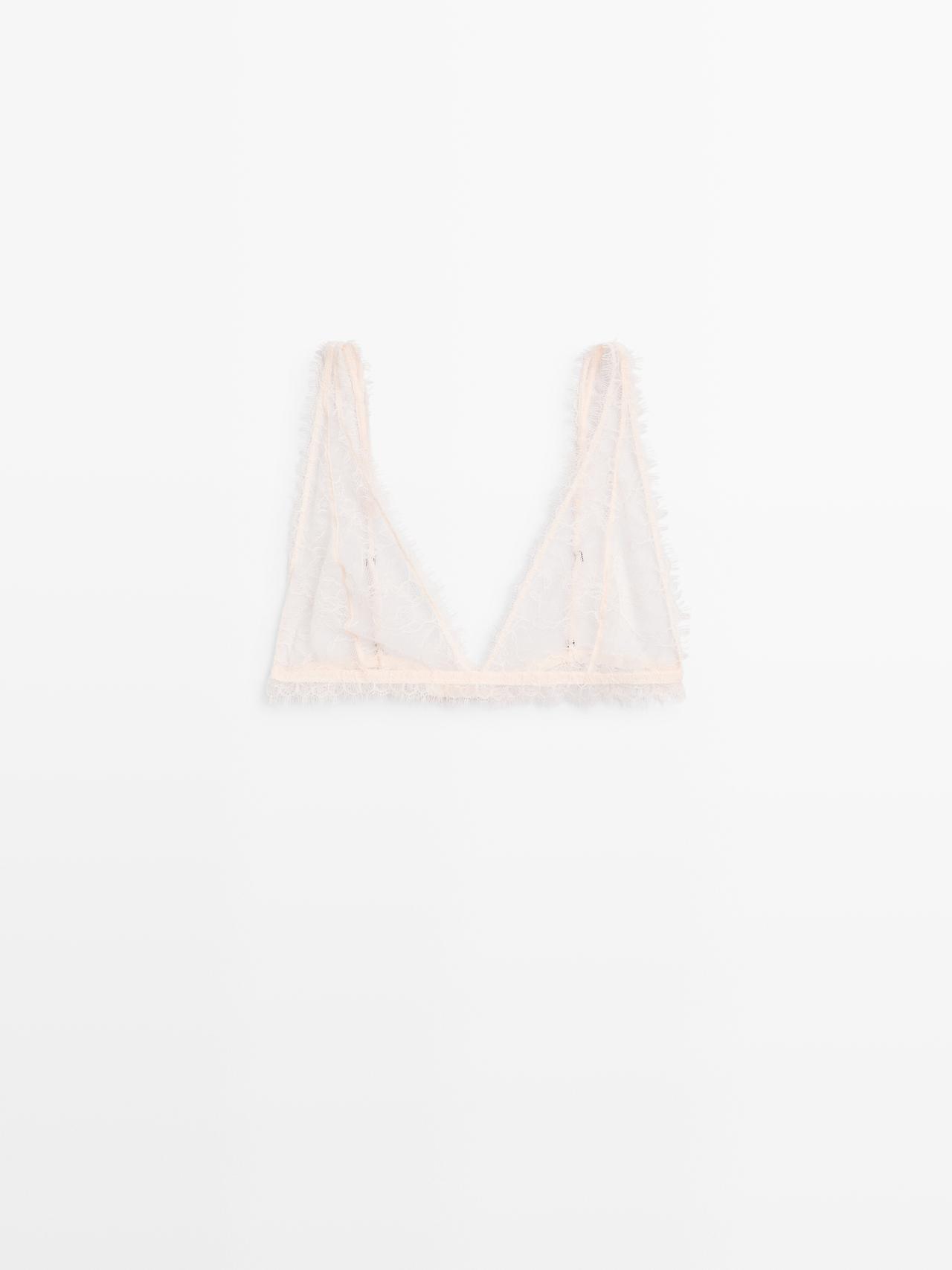 Massimo Dutti - Dame - Blondebralette Med Frynset Detalje - Råhvid - Xs