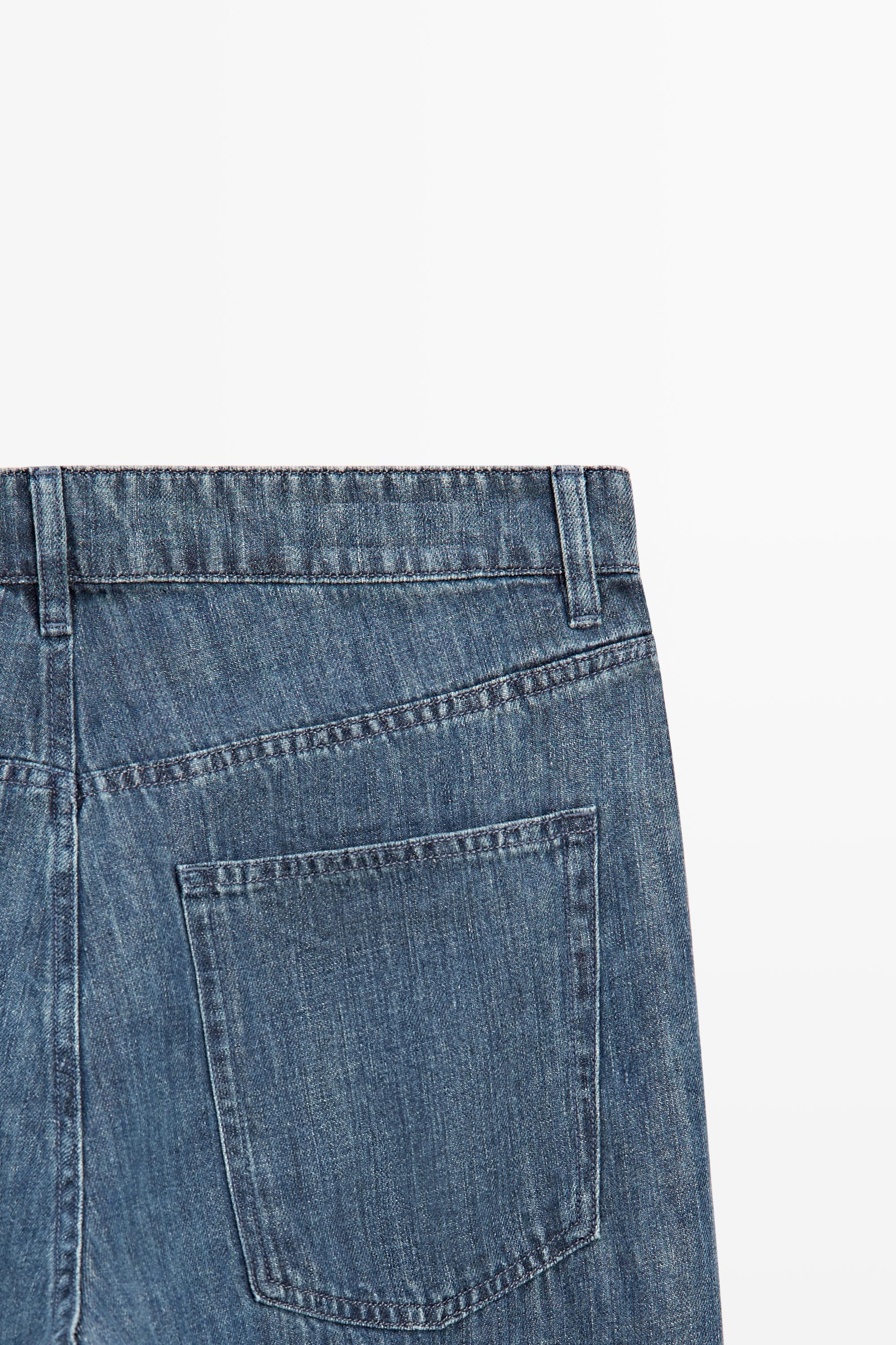 100% linen wide-leg jeans — DARK BLUE