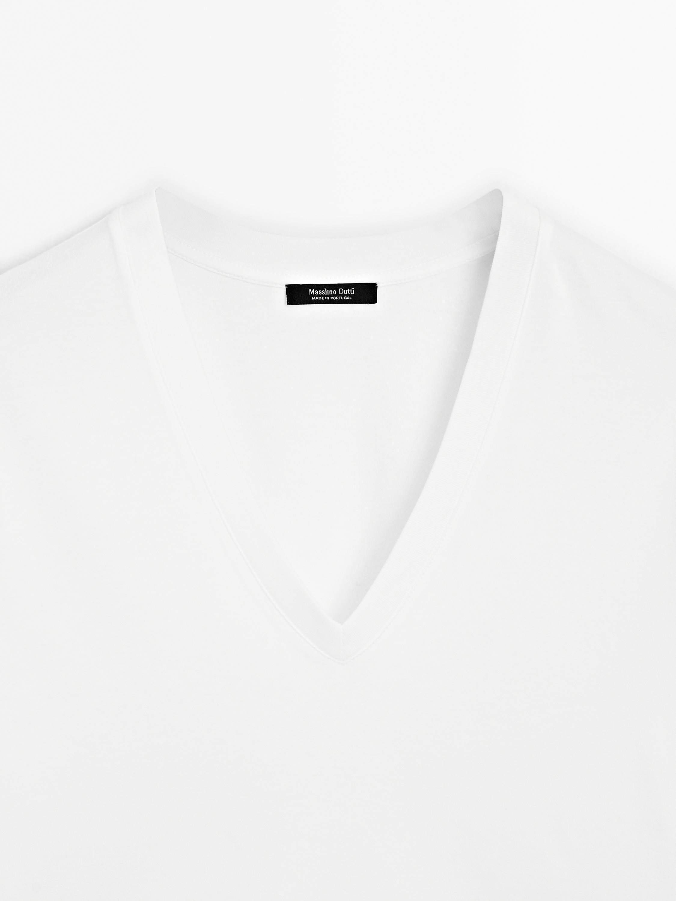100% cotton interlock V-neck T-shirt — WHITE