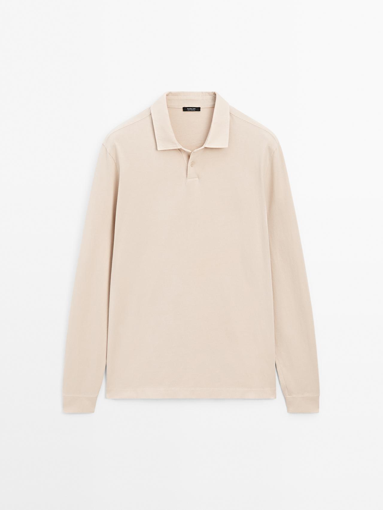 Massimo Dutti - Heren - 100% Katoenen Poloshirt Met Versleten Effect - Ecru - S