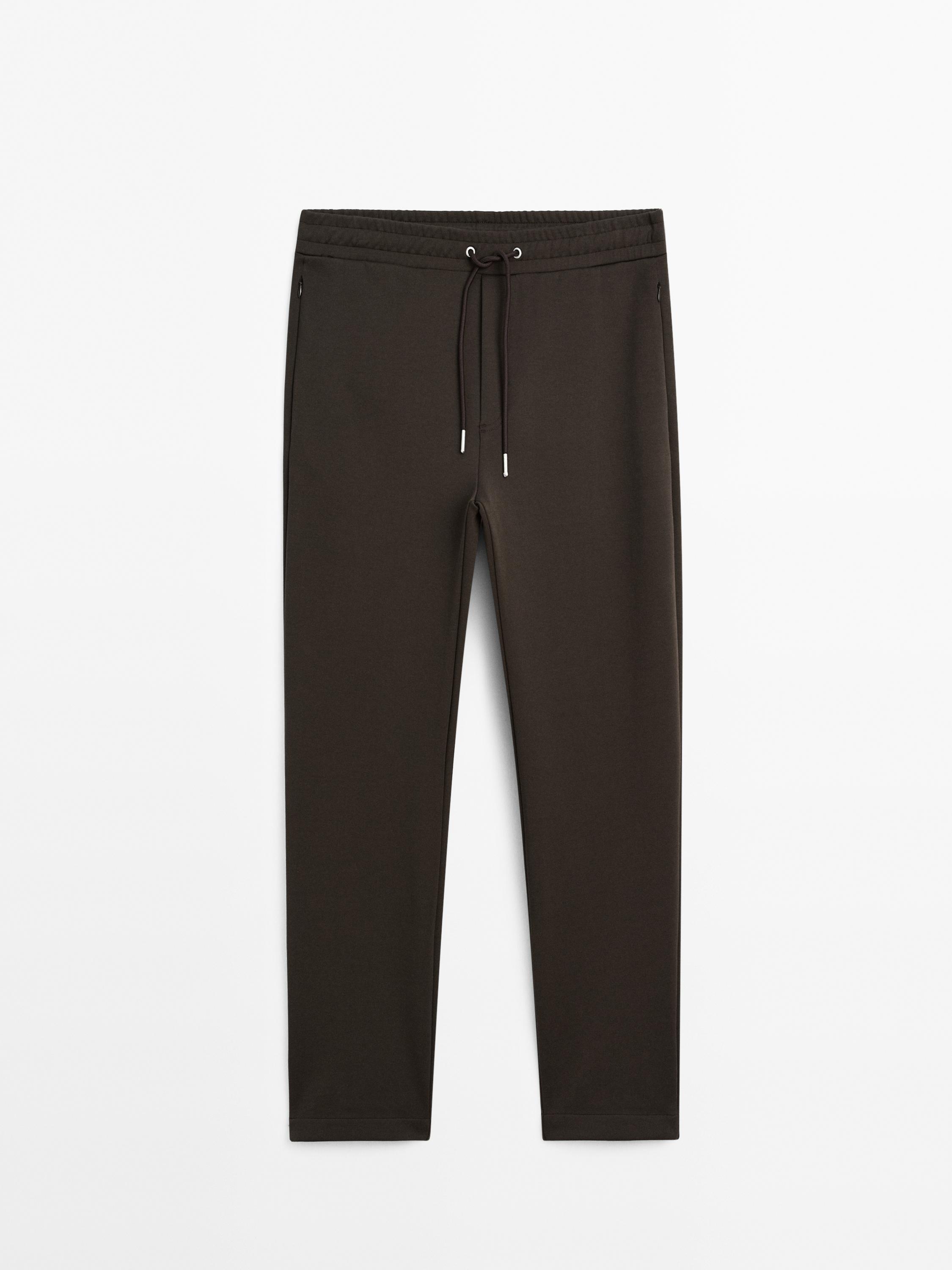 Cotton blend jogger fit trousers