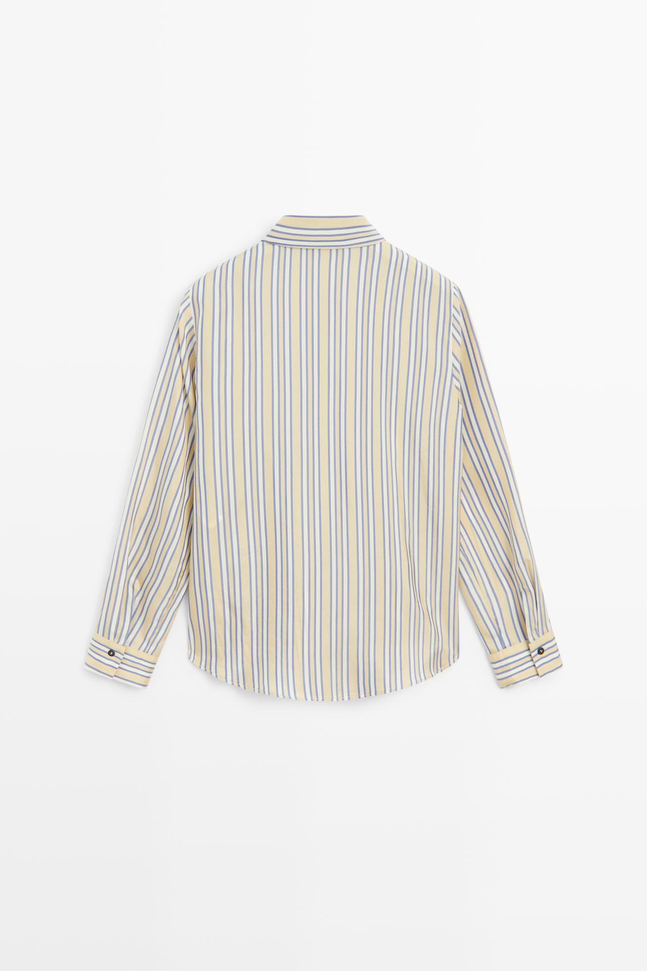 Flowy striped-detail shirt — Yellow