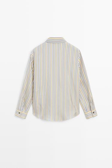 Flowy striped-detail shirt — Yellow 6