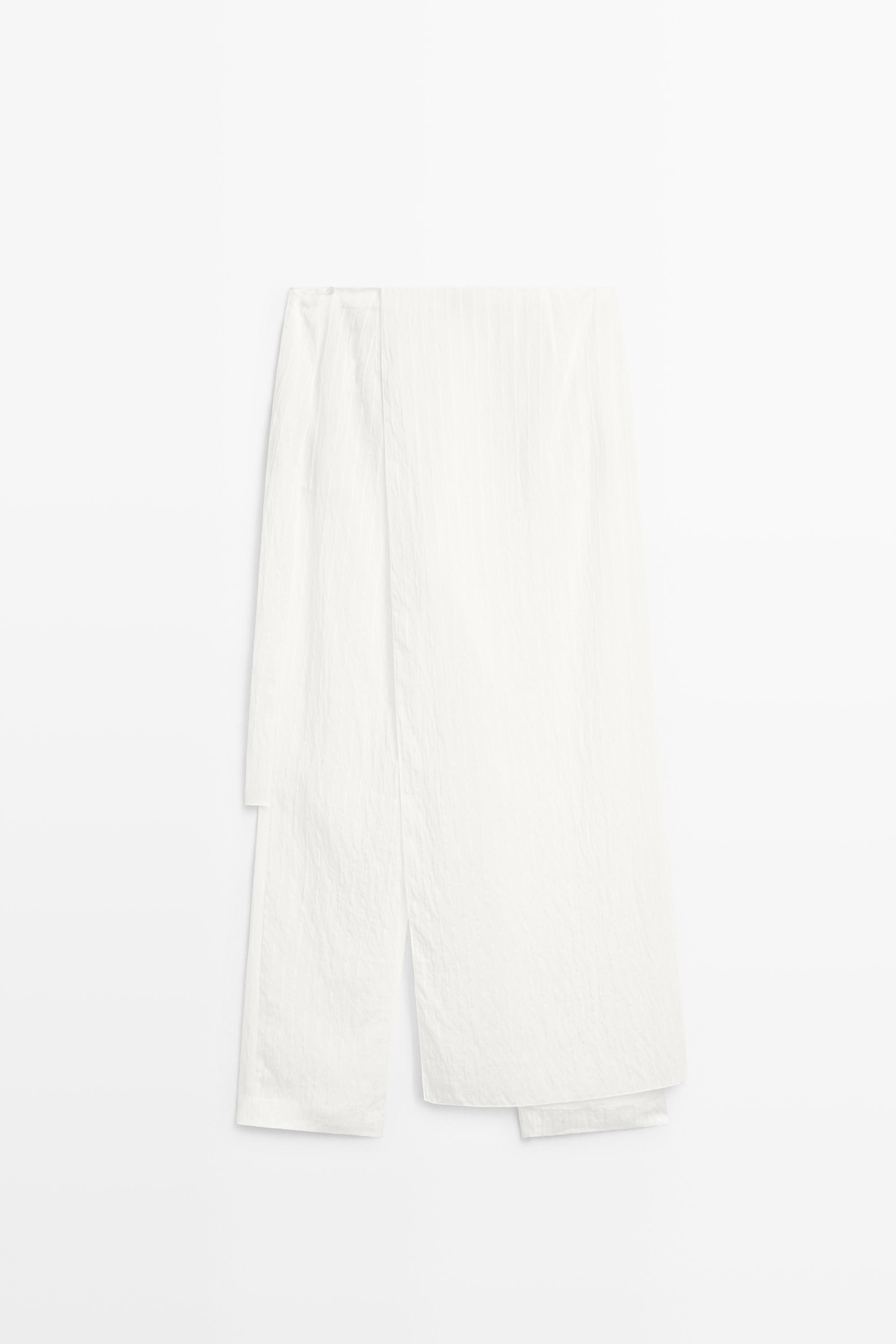 Asymmetric striped skort - STUDIO — WHITE