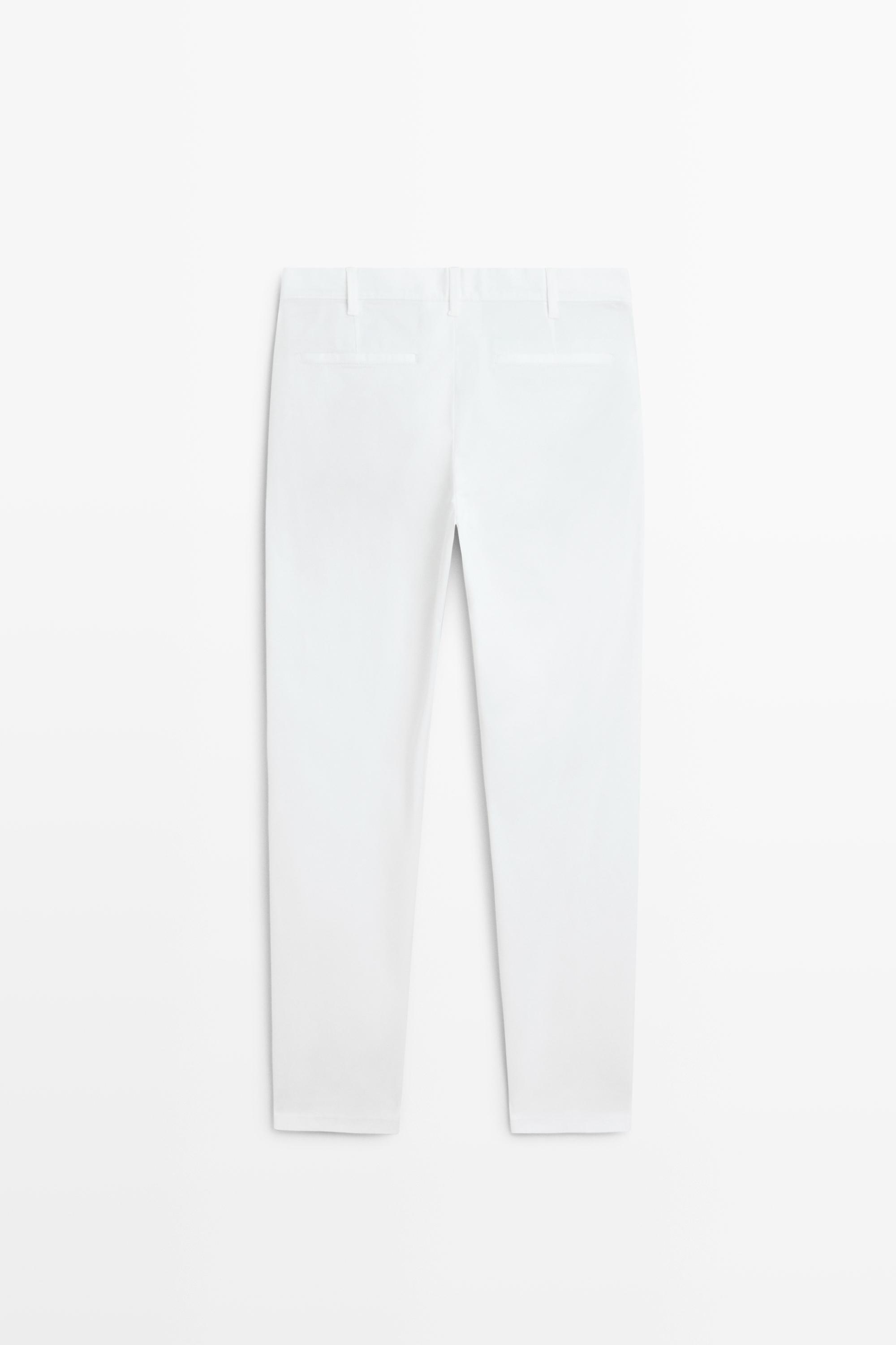 Cotton blend slim fit pants — Off white