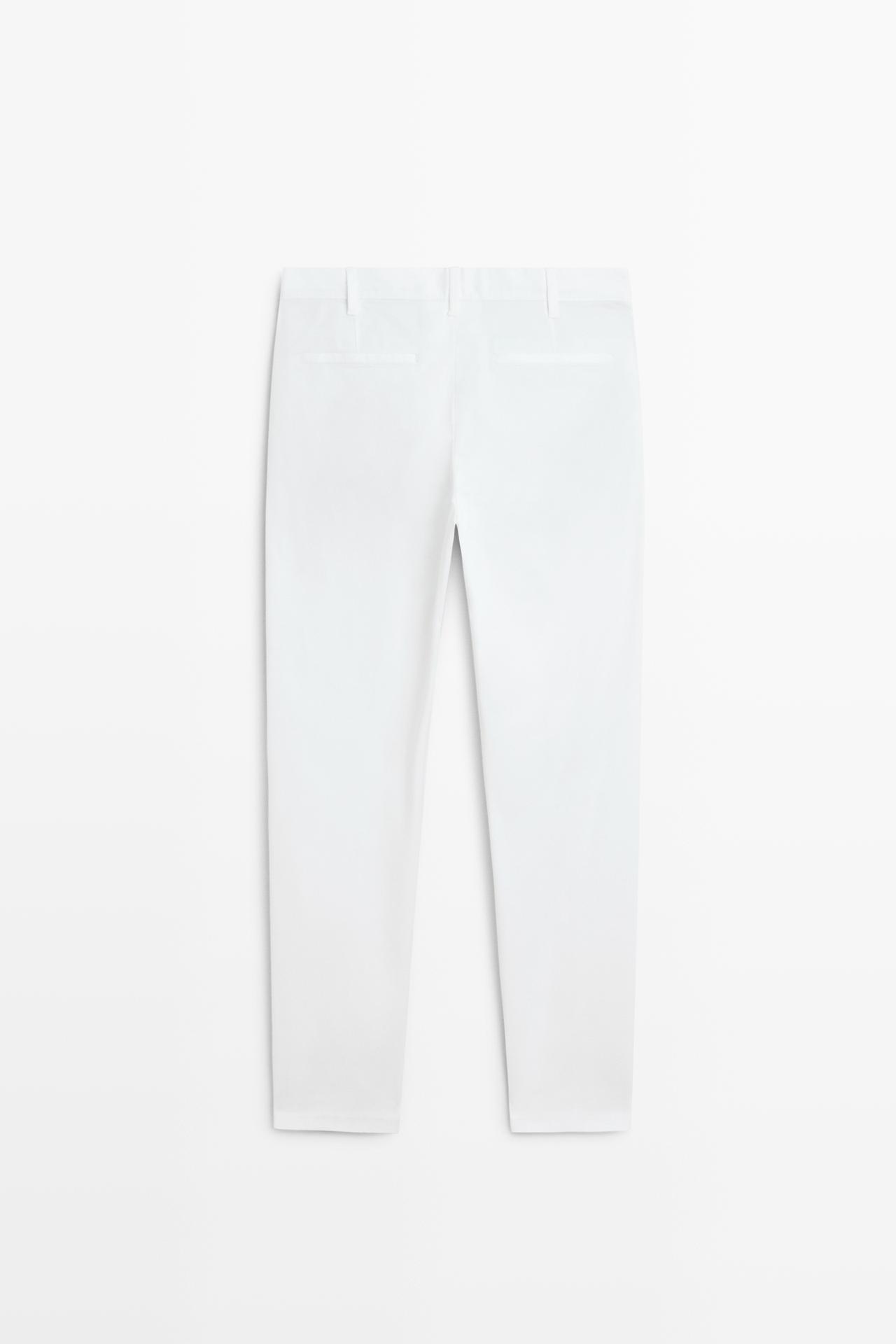 Cotton blend slim fit pants — Off white