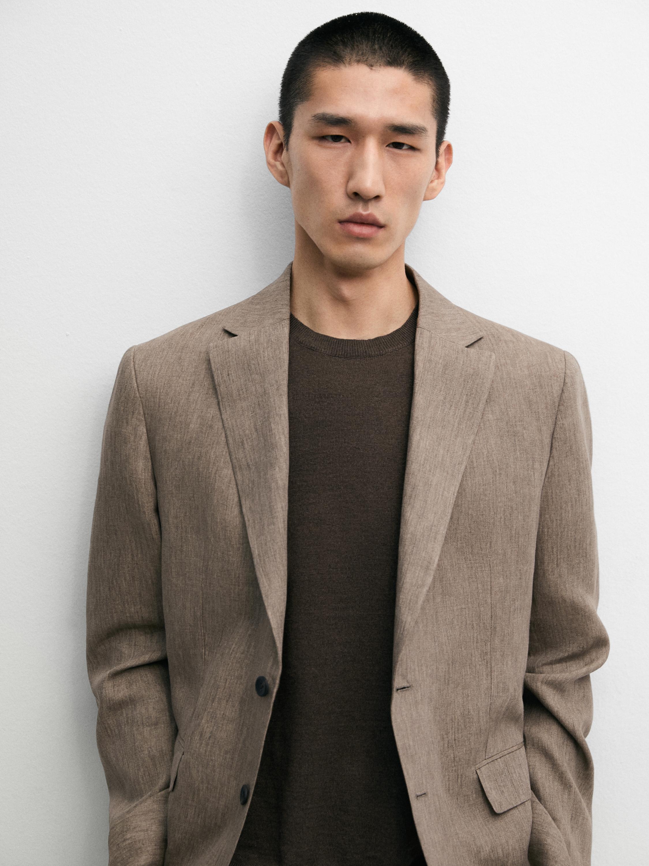 100% linen suit blazer — OCHRE