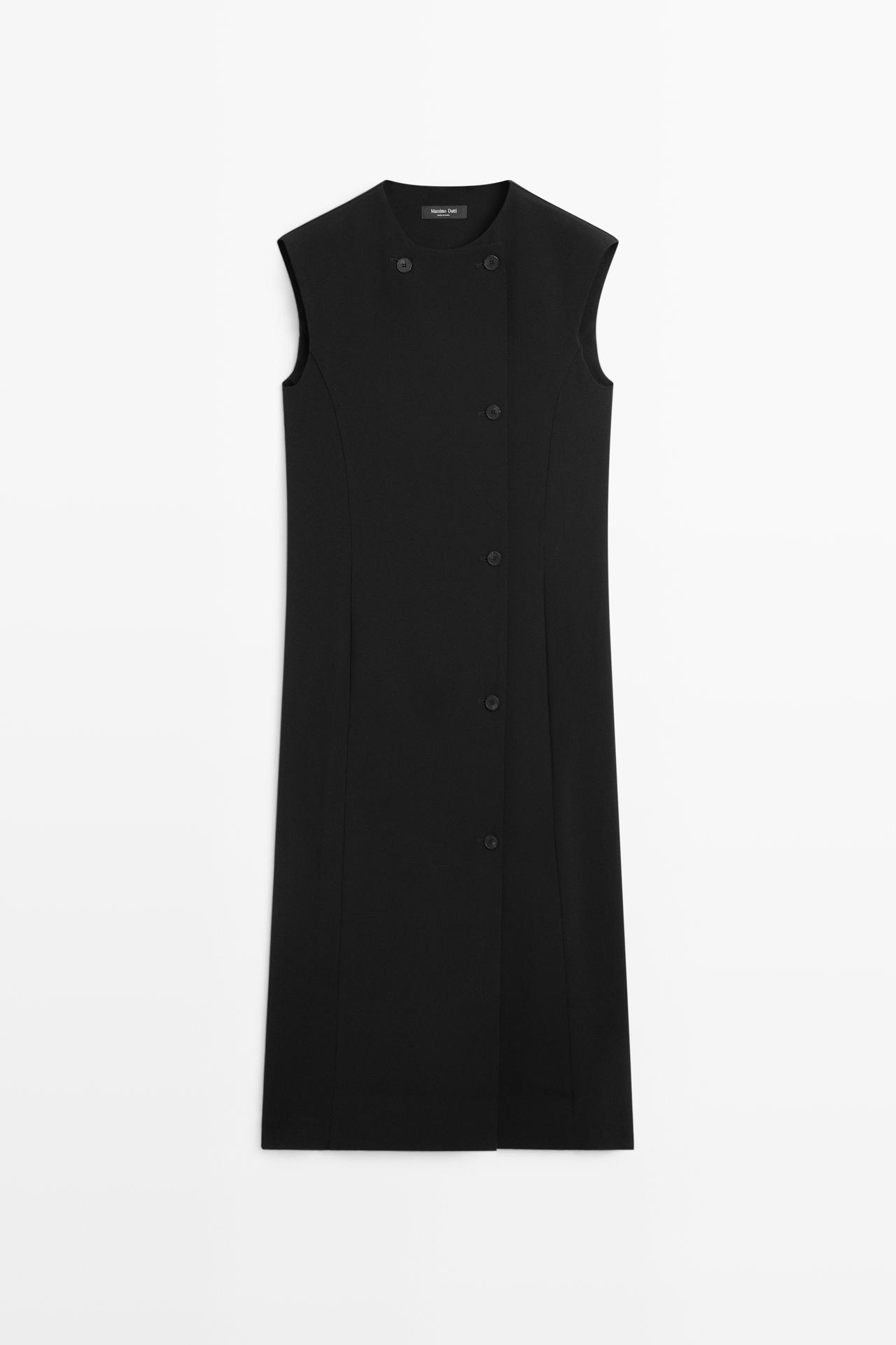 Buttoned midi dress — BLACK