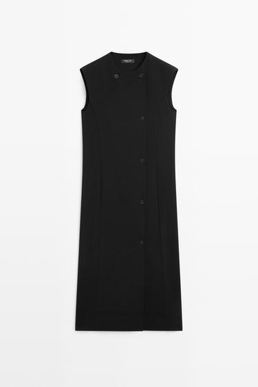 Buttoned midi dress — BLACK 2
