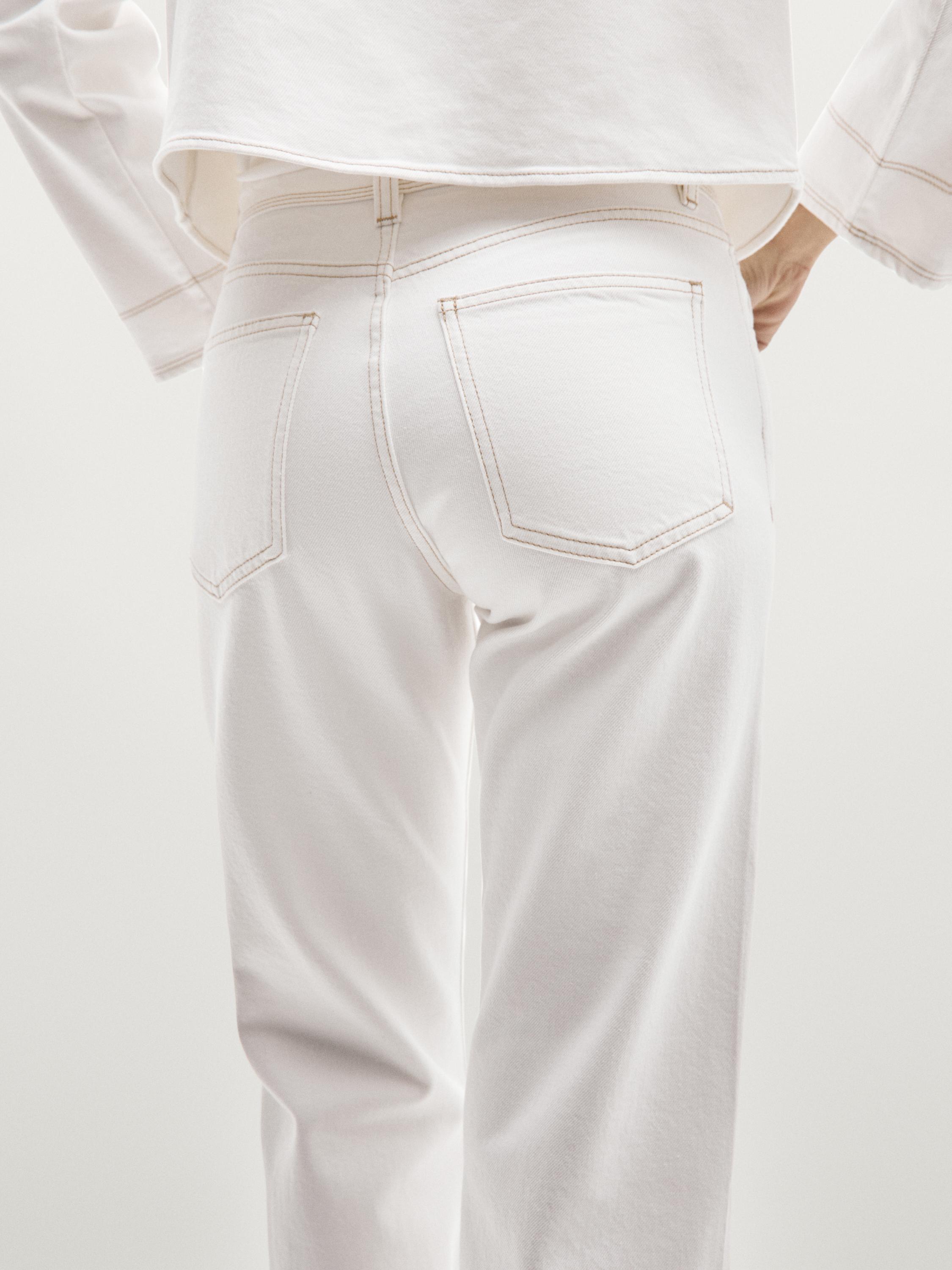 Denim jacket with contrast seam — WHITE
