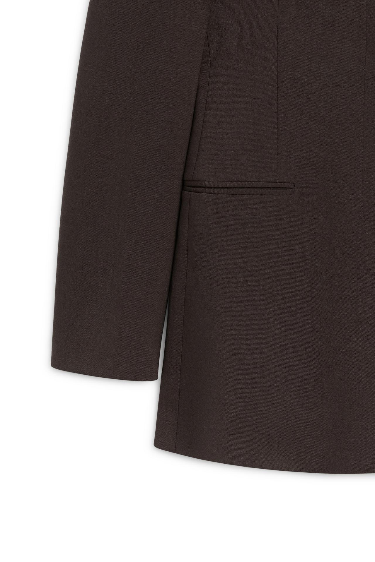 Long stretch wool blend blazer - LIMITED EDITION — Chocolate