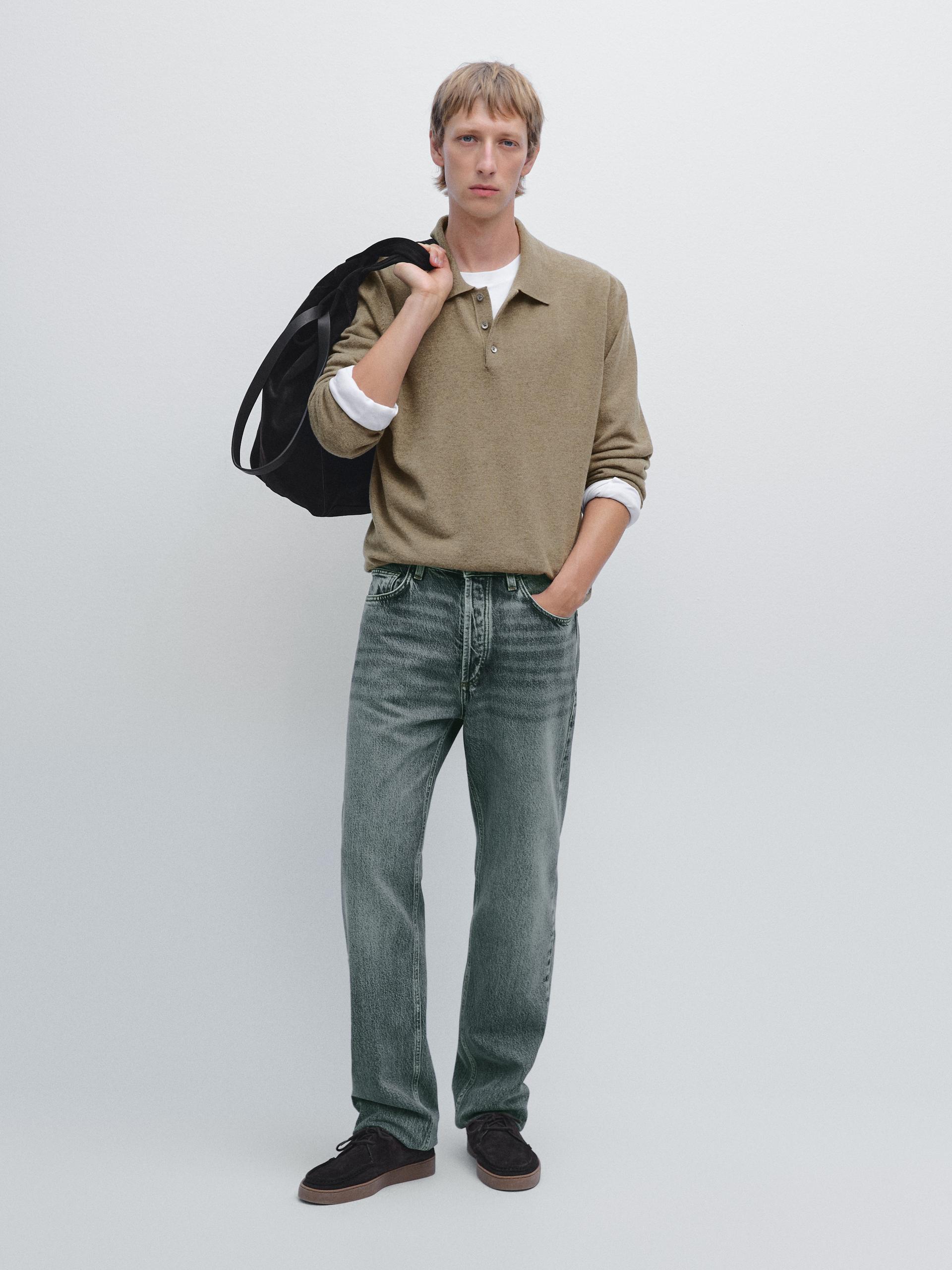 Pull Polo En Maille De Laine Mélangée - Kaki - S - Massimo Dutti - Homme