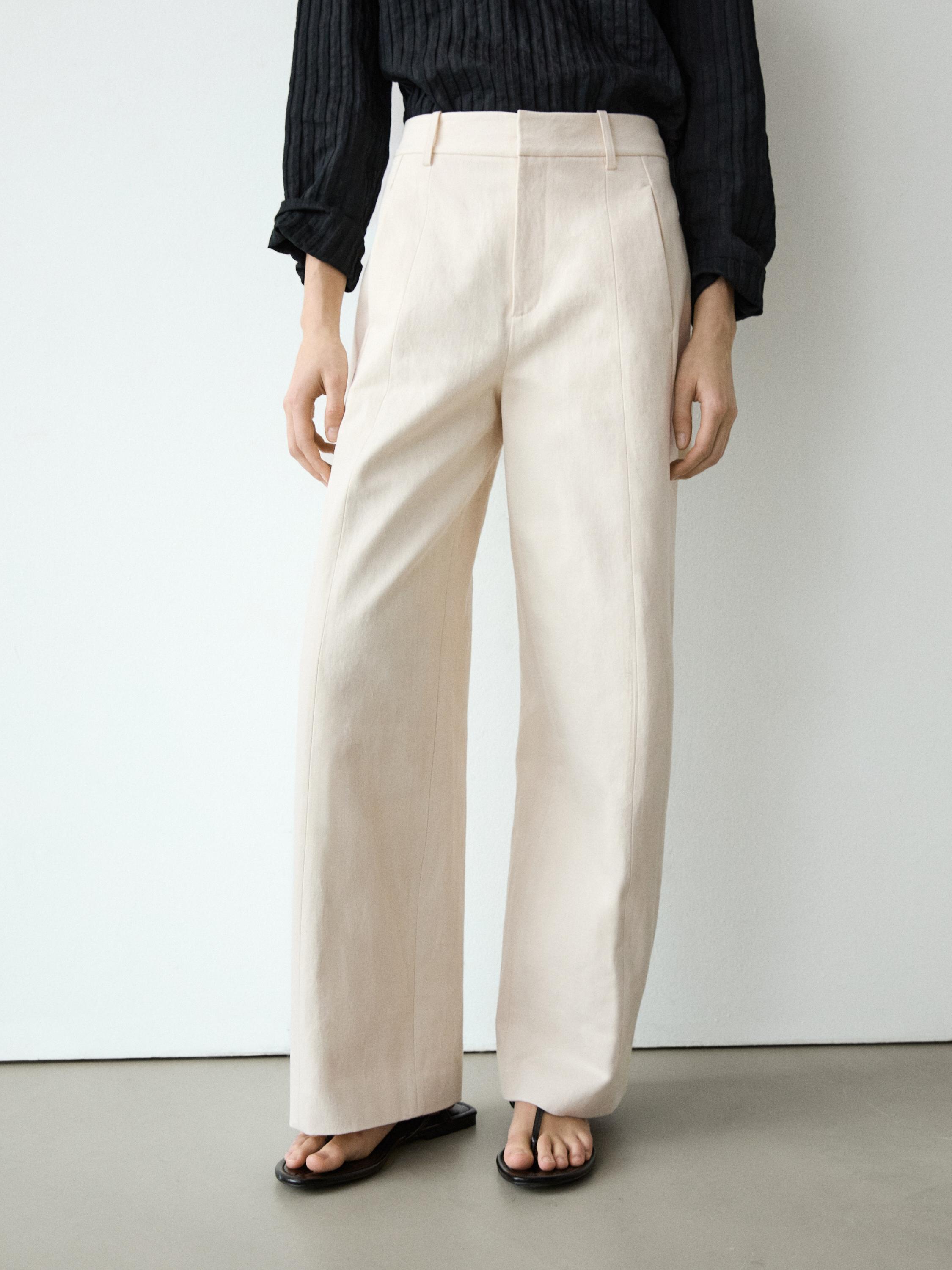 Pantalon barrel fit lin coton