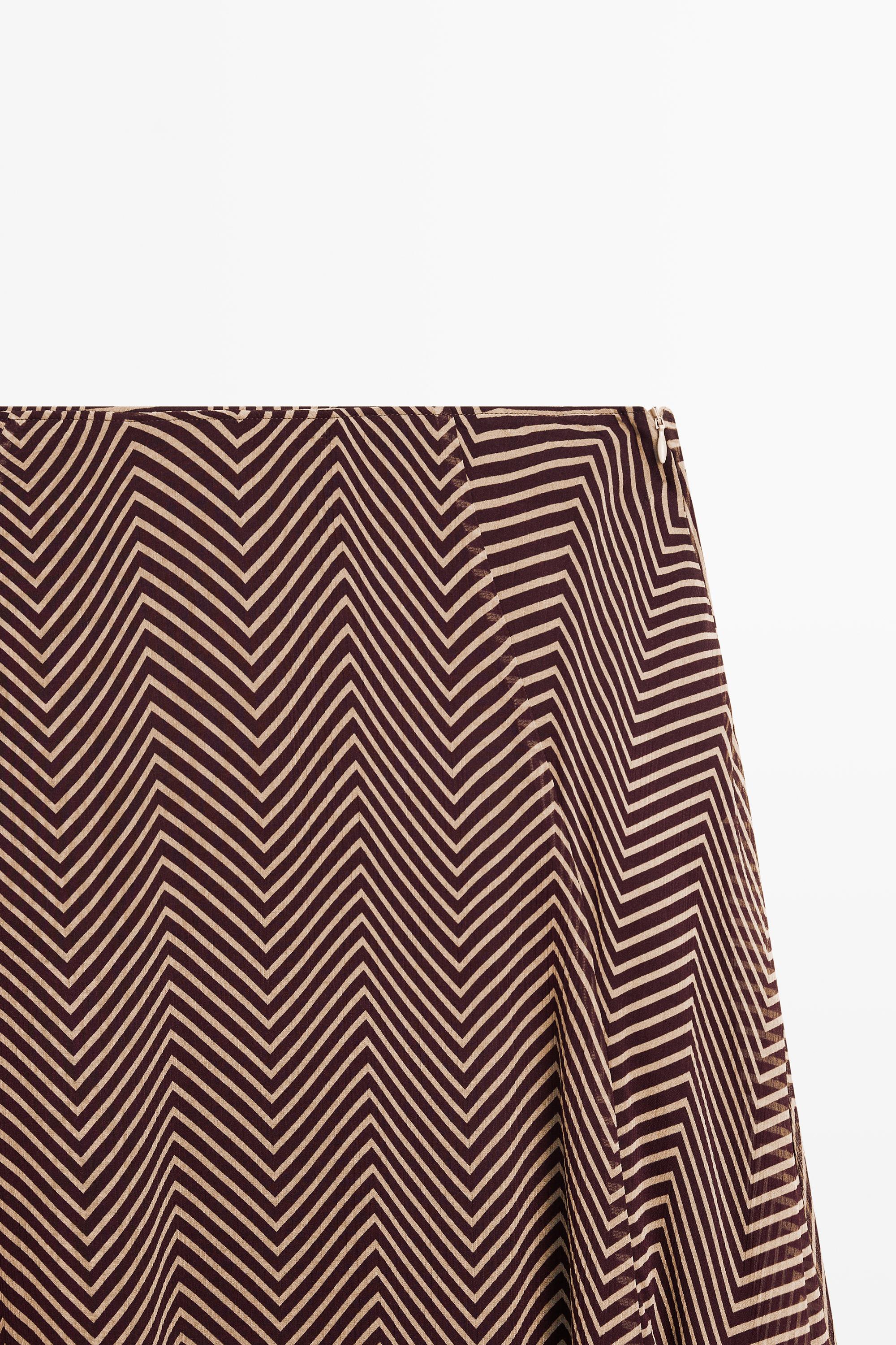 Geometric print flared midi skirt — BURGUNDY