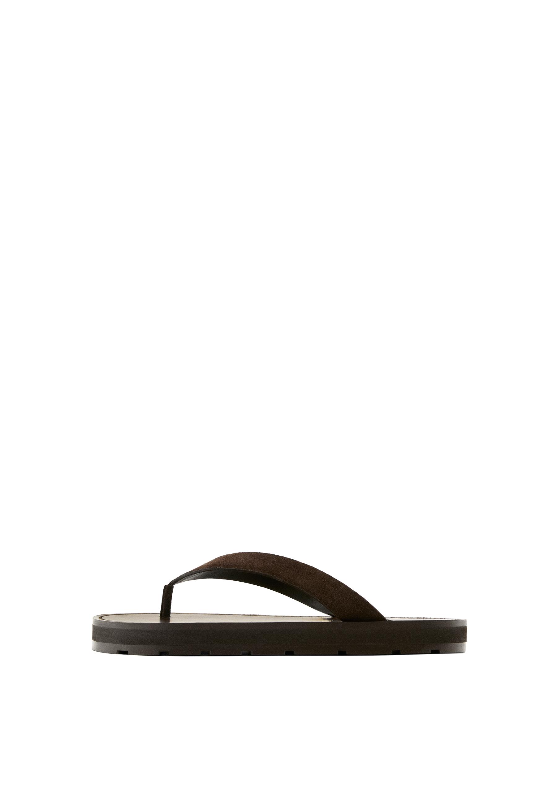 Leather toe divider sandals — BROWN