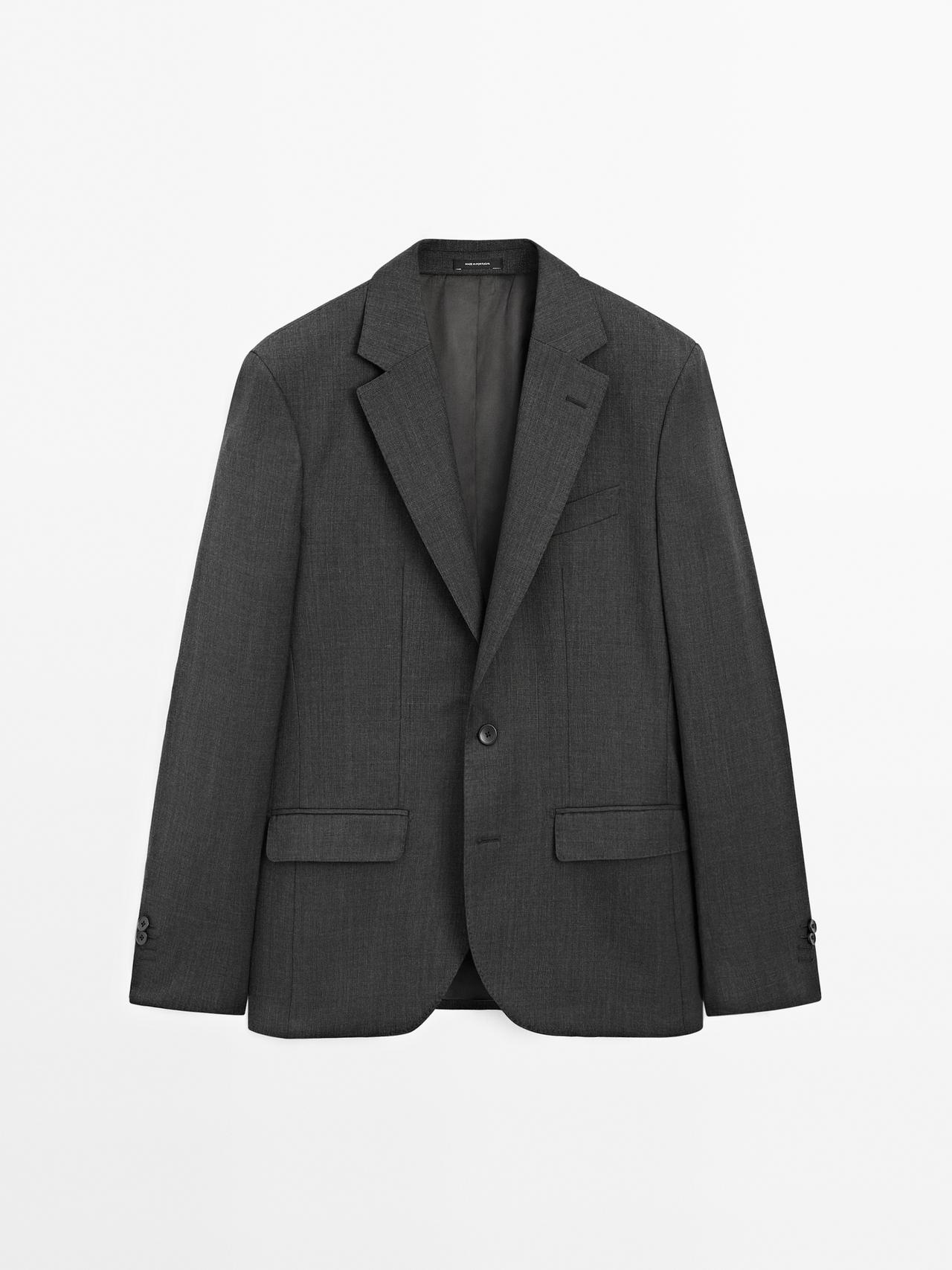 Massimo Dutti - Herre - Blazer I 100% Uld - Kulgrå - 54