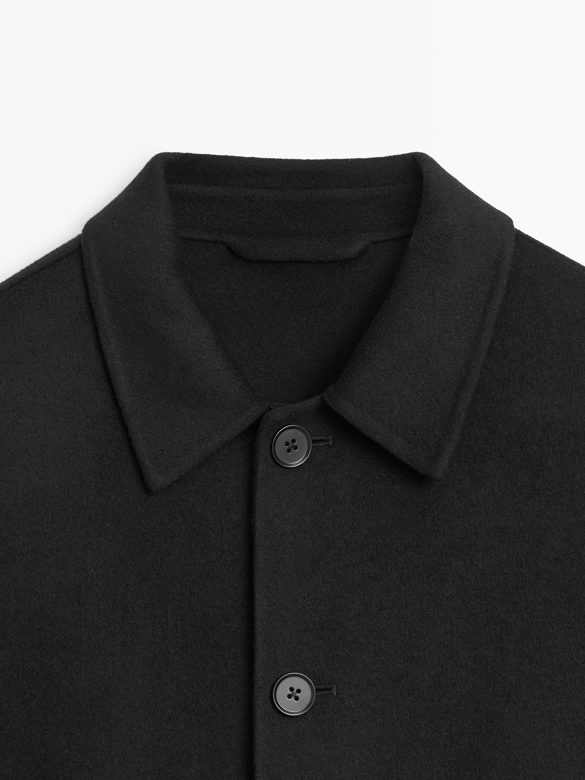 Short wool blend overshirt — BLACK