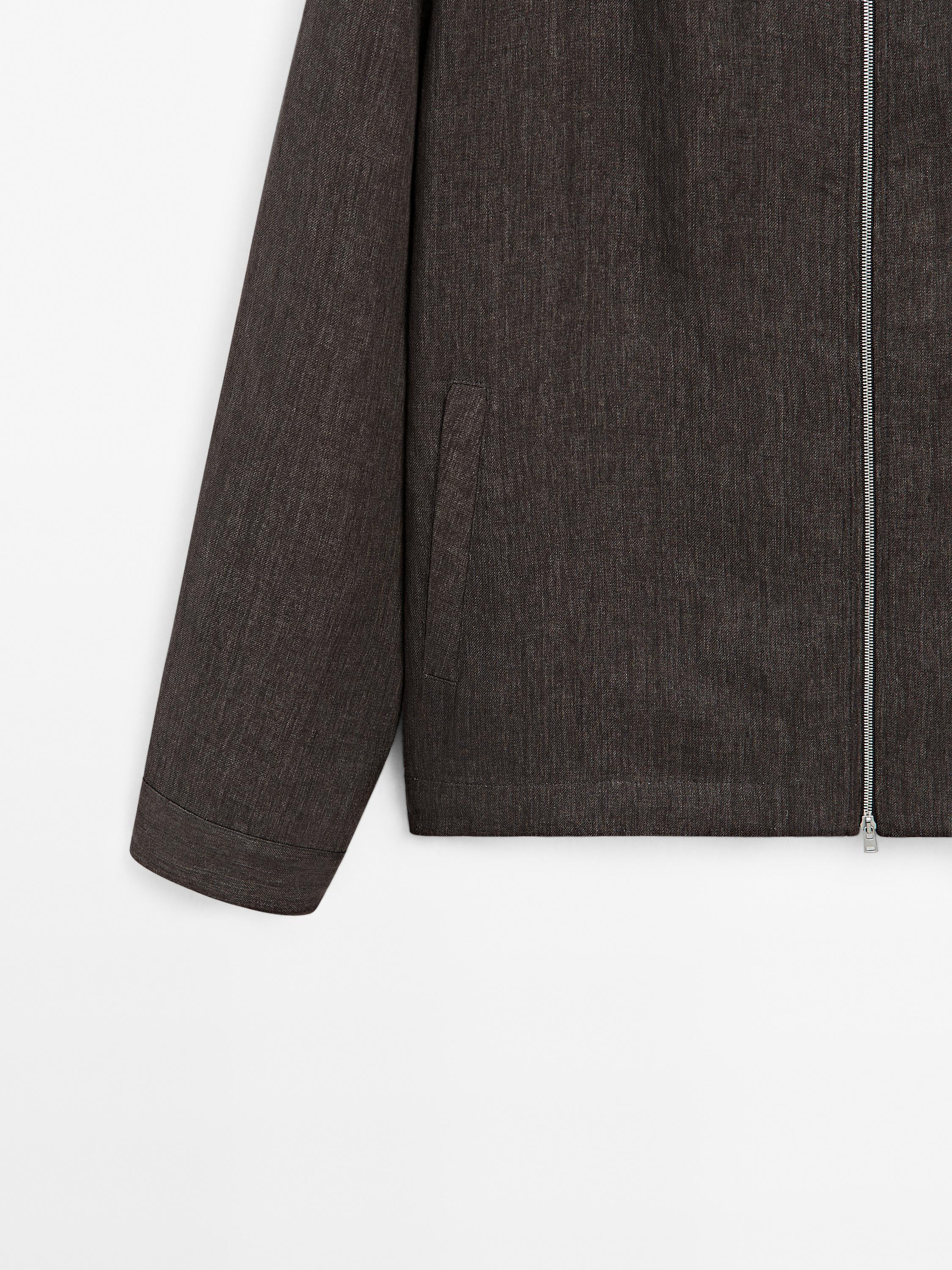 Faded total look linen bomber jacket