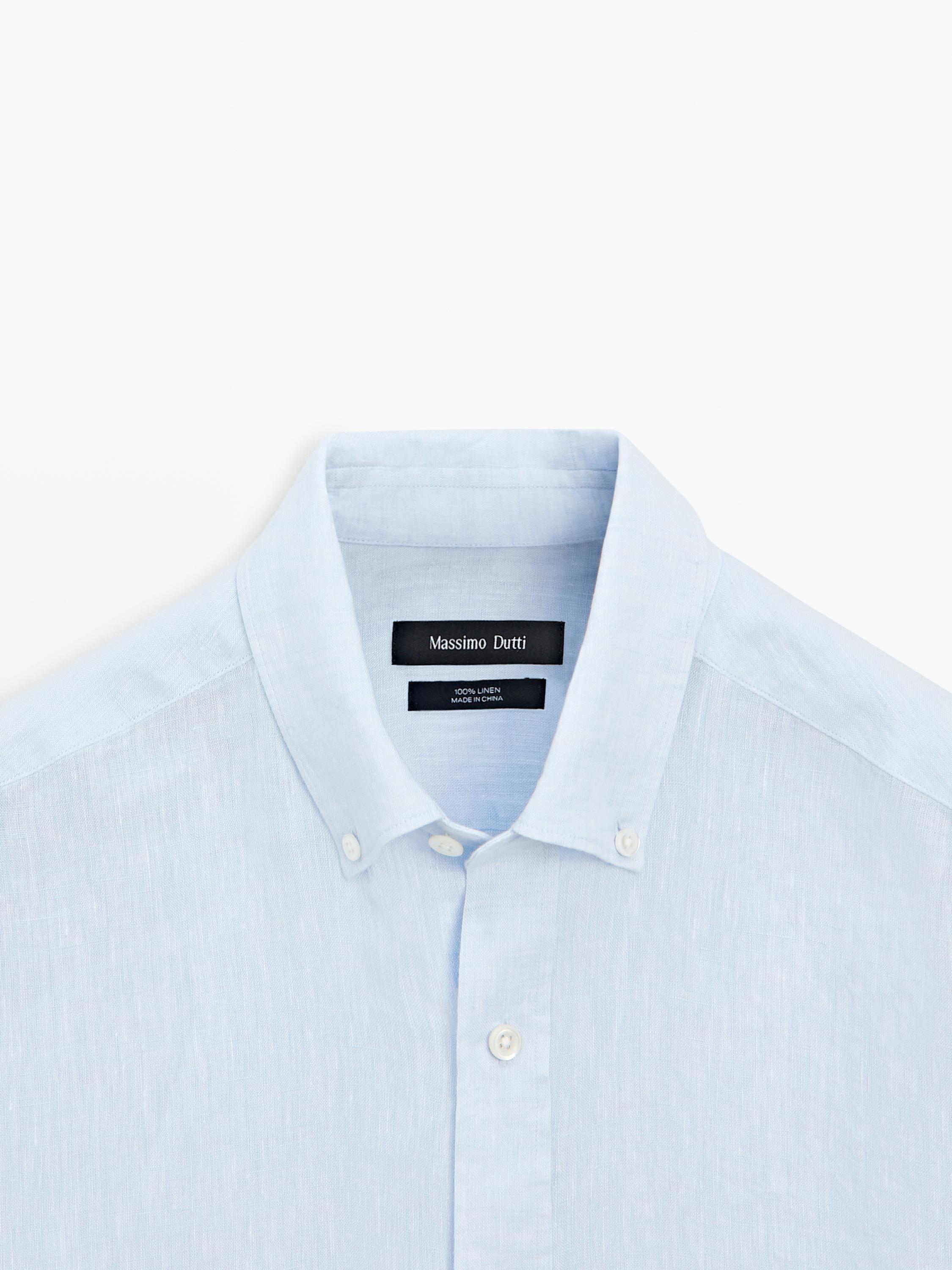 100% linen regular fit shirt — SKY BLUE