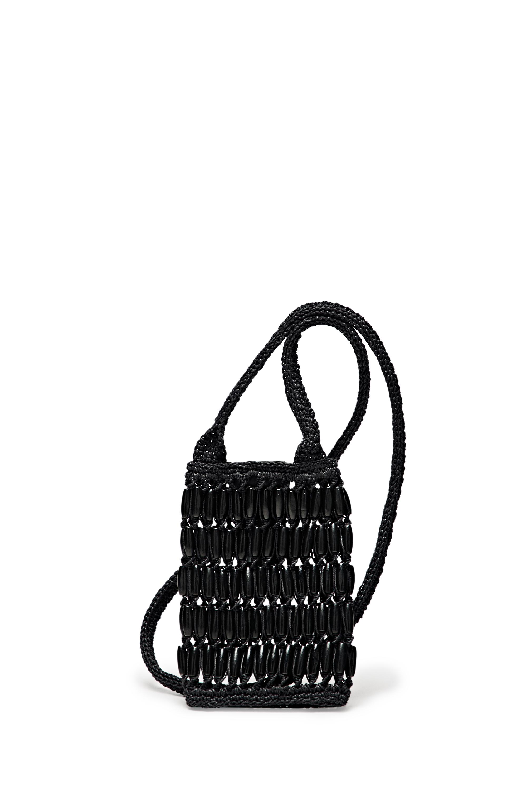 Crossbody bag with wooden details — BLACK