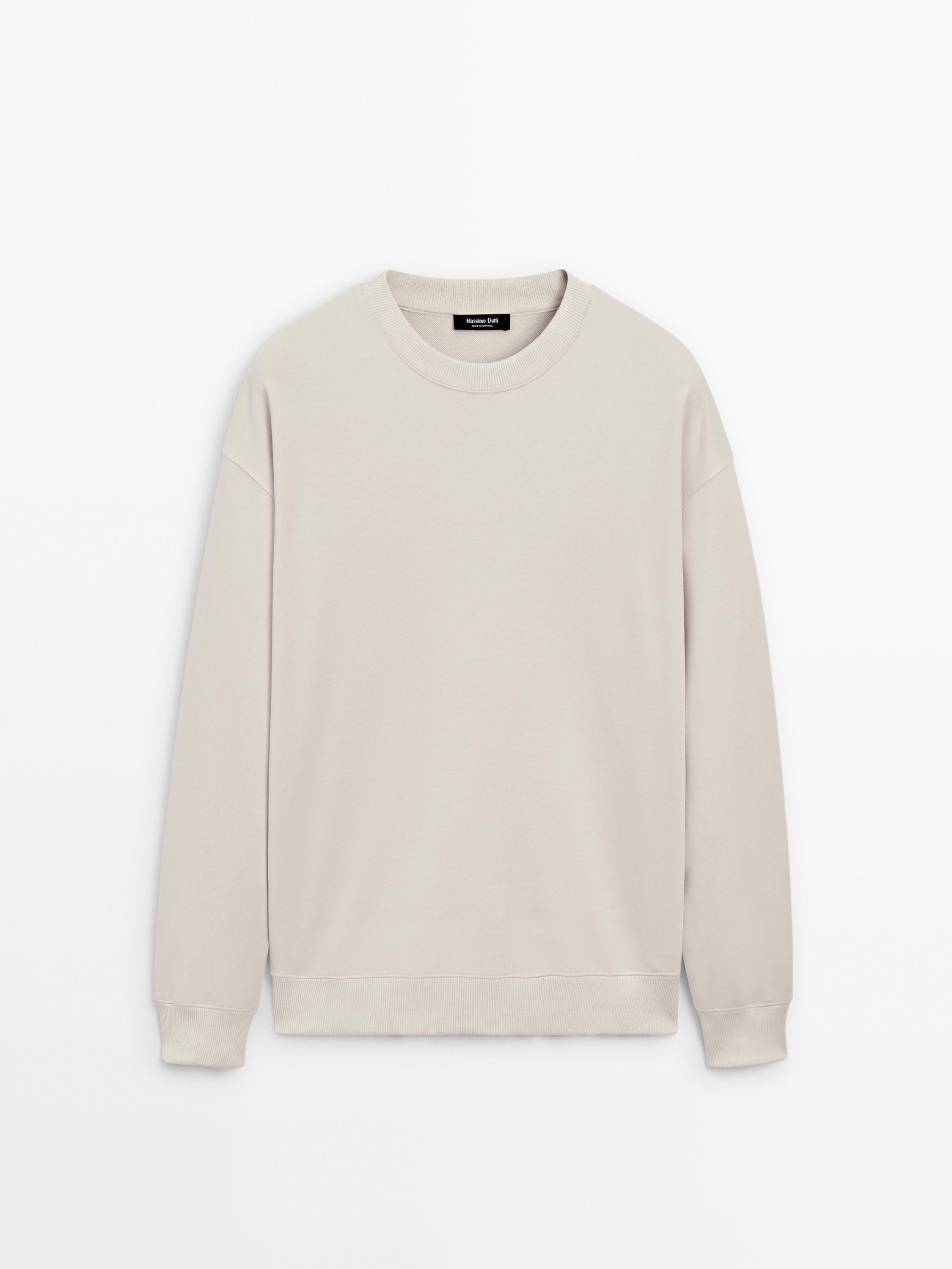 Crew neck cotton blend sweatshirt