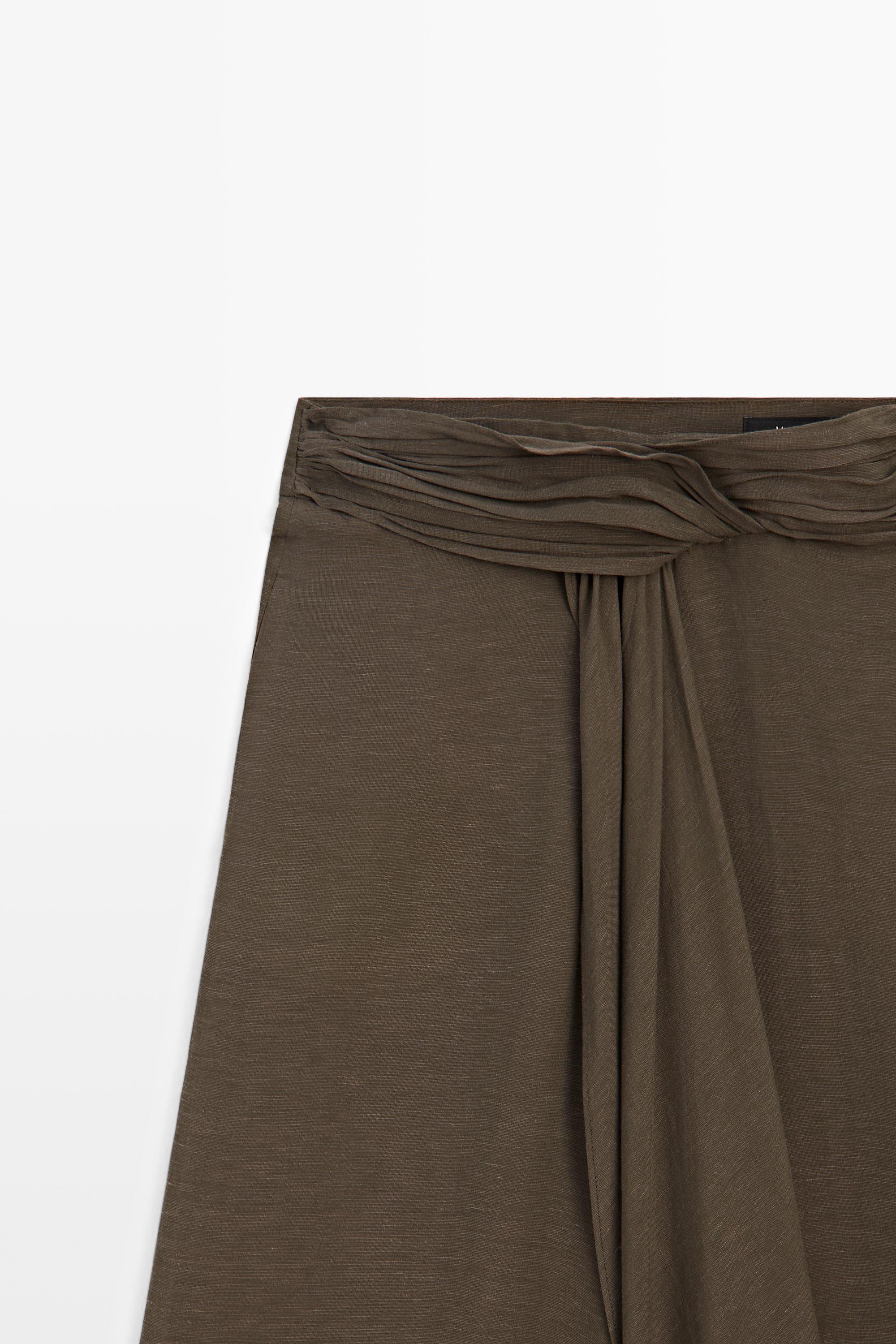 Semi-sheer linen blend skort