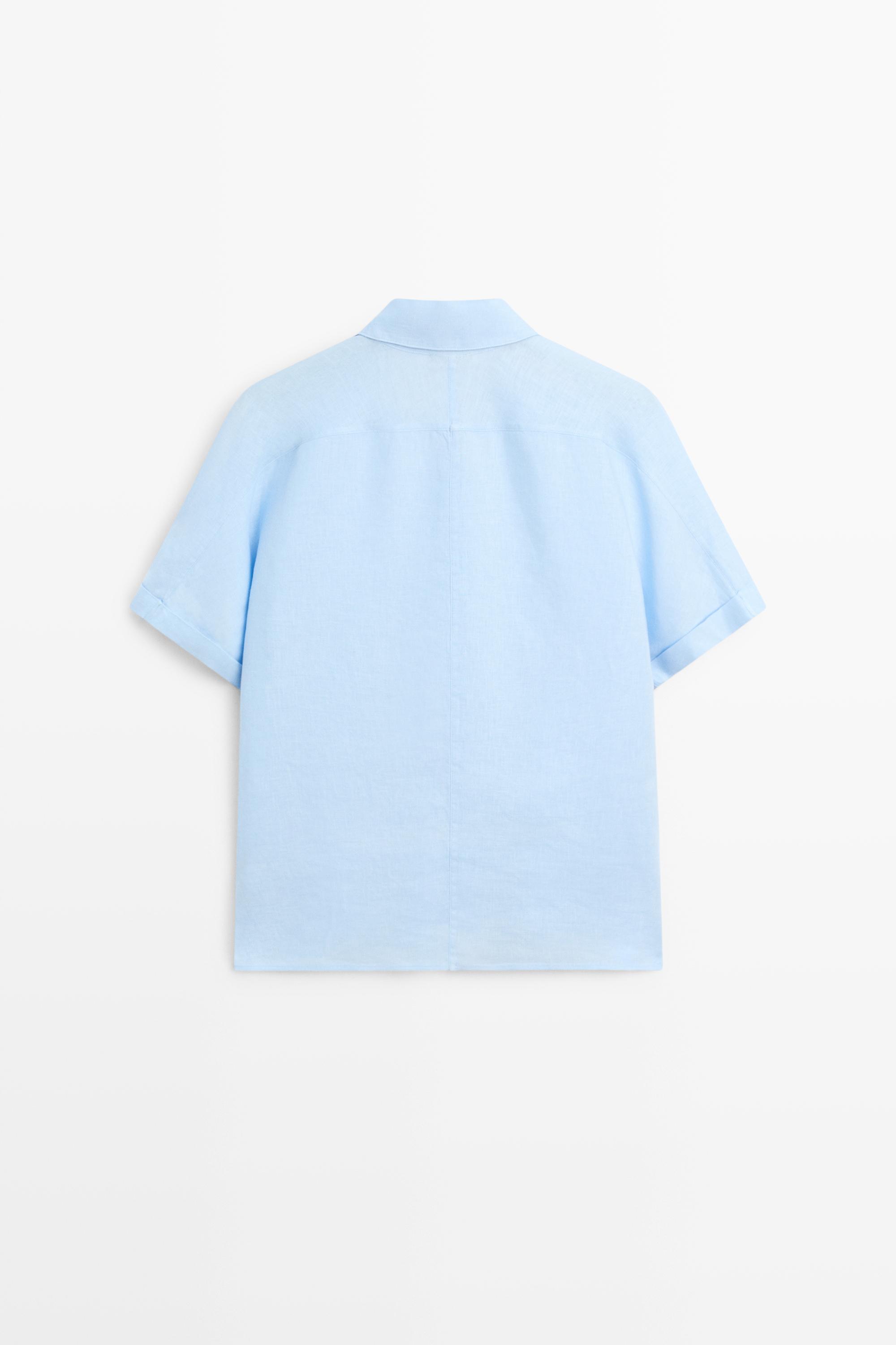 Camicia a maniche corte 100% lino