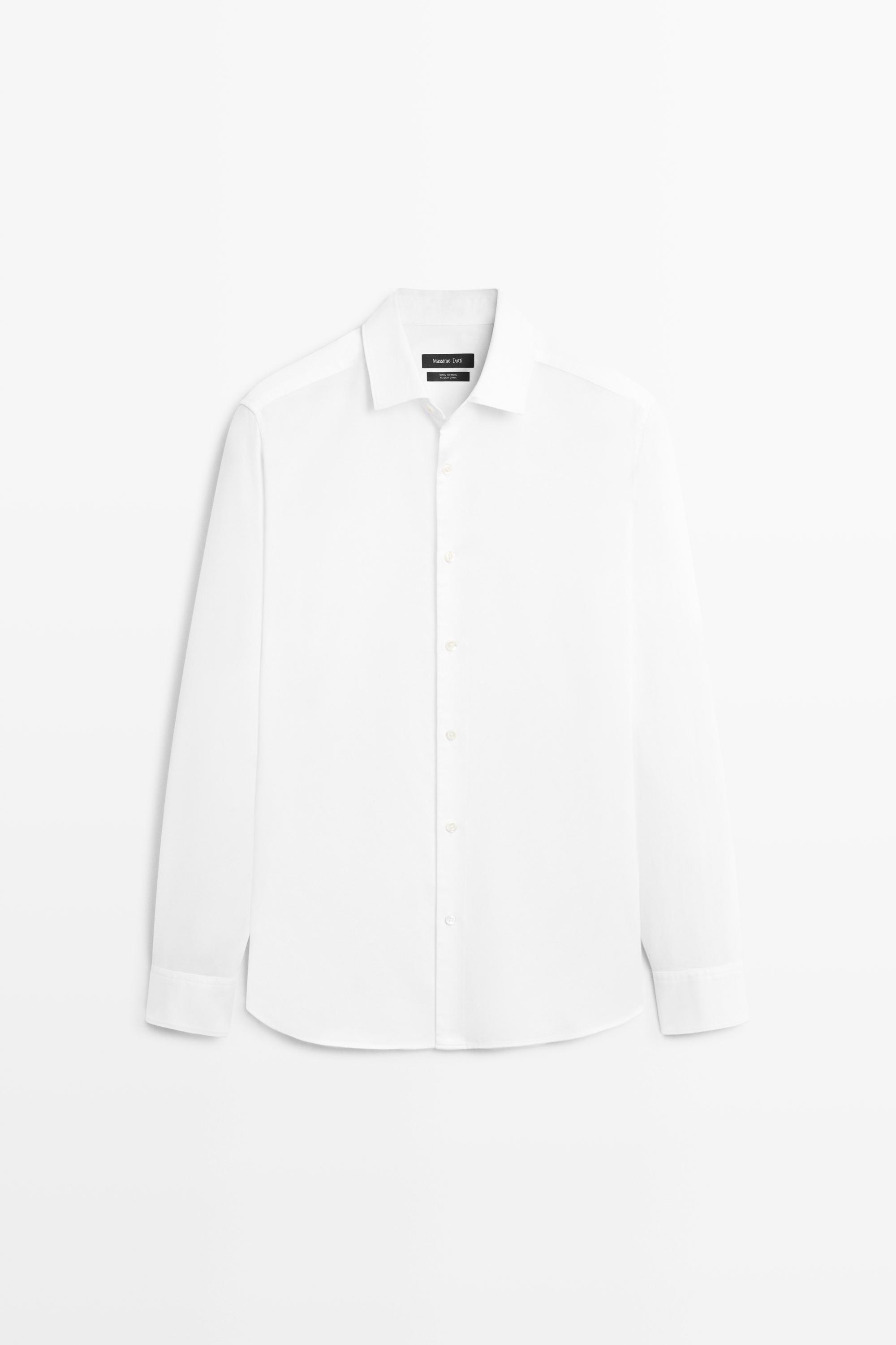 Textured 100% cotton shirt — WHITE