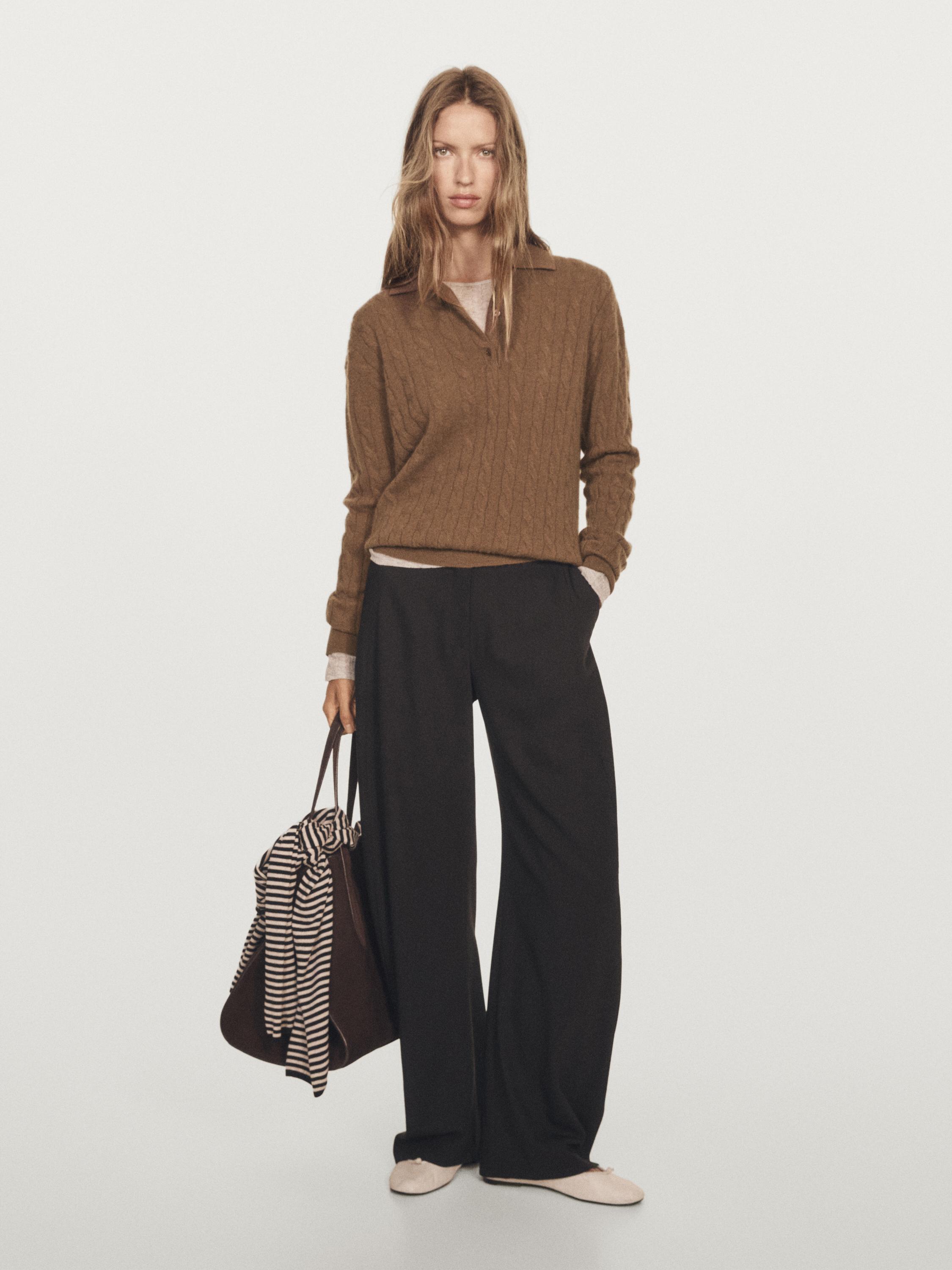 100% cashmere polo collar sweater