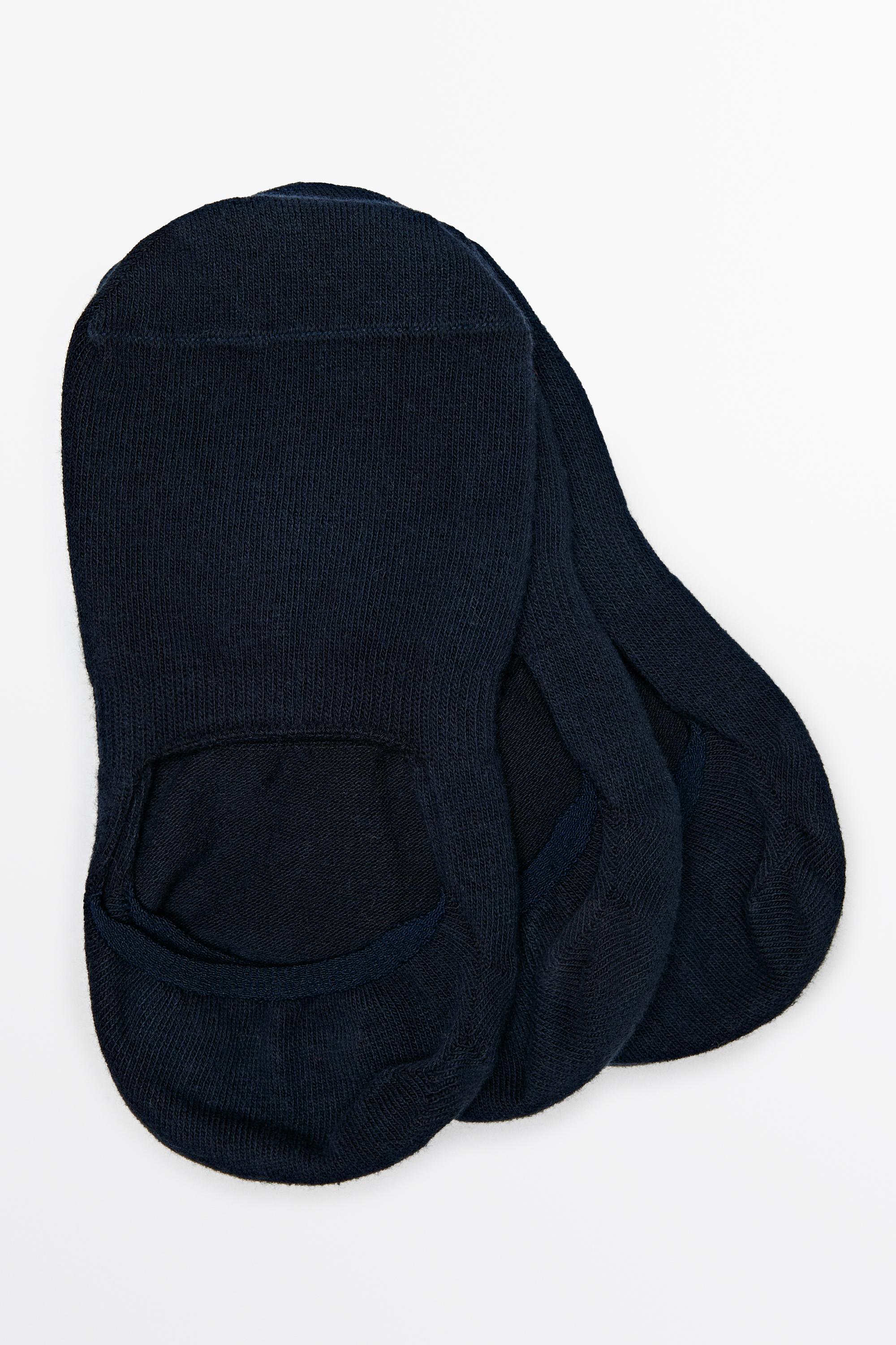 Pack of 3 pairs of no-show cotton blend socks — NAVY BLUE