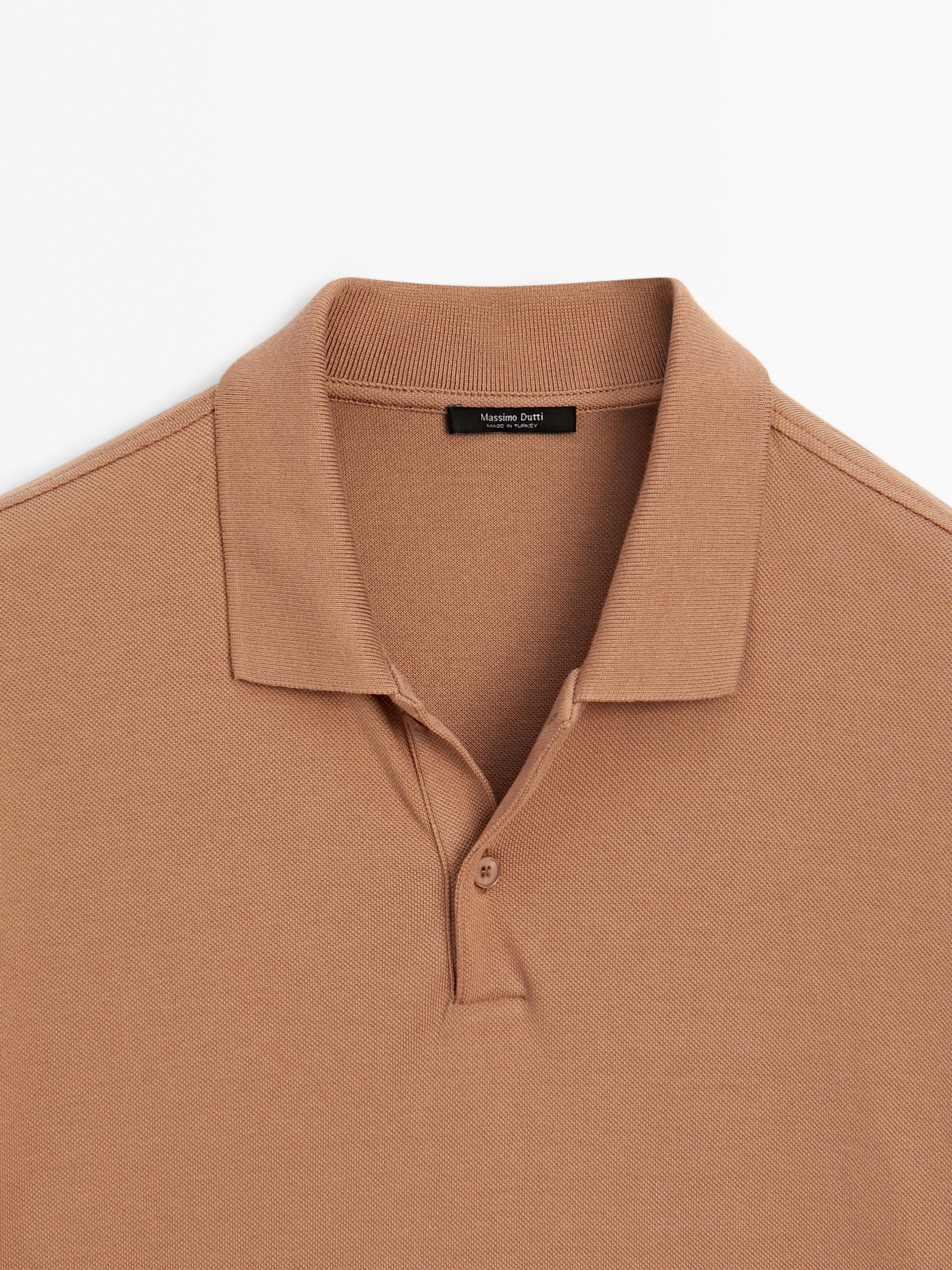 Micro textured piqué cotton polo shirt