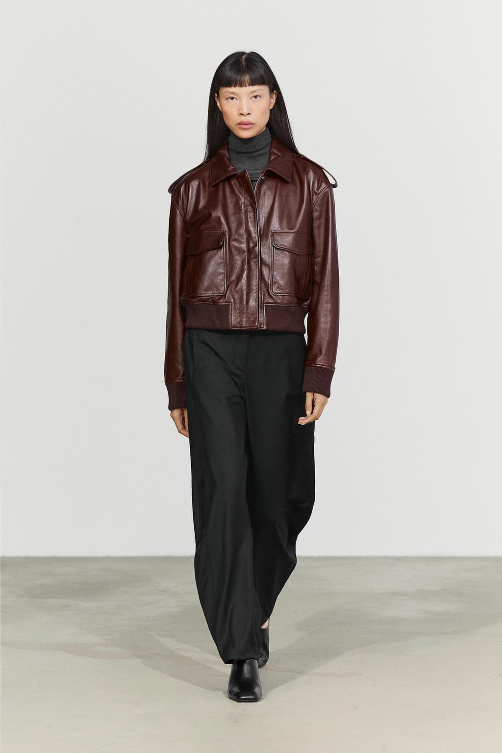 Massimo Dutti Cibli nappa dəri bomber