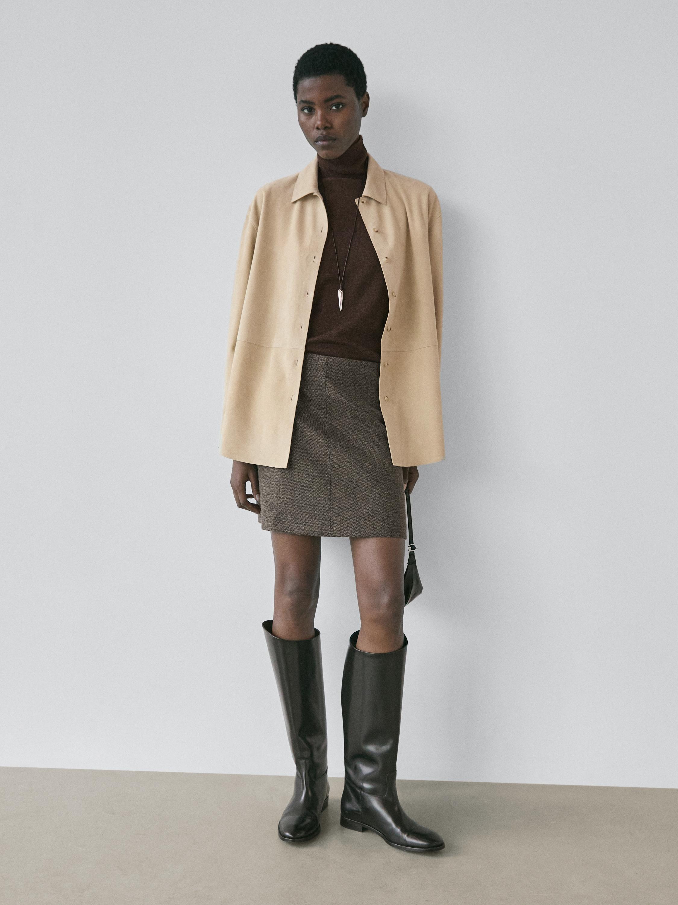 Suede leather shirt — SAND