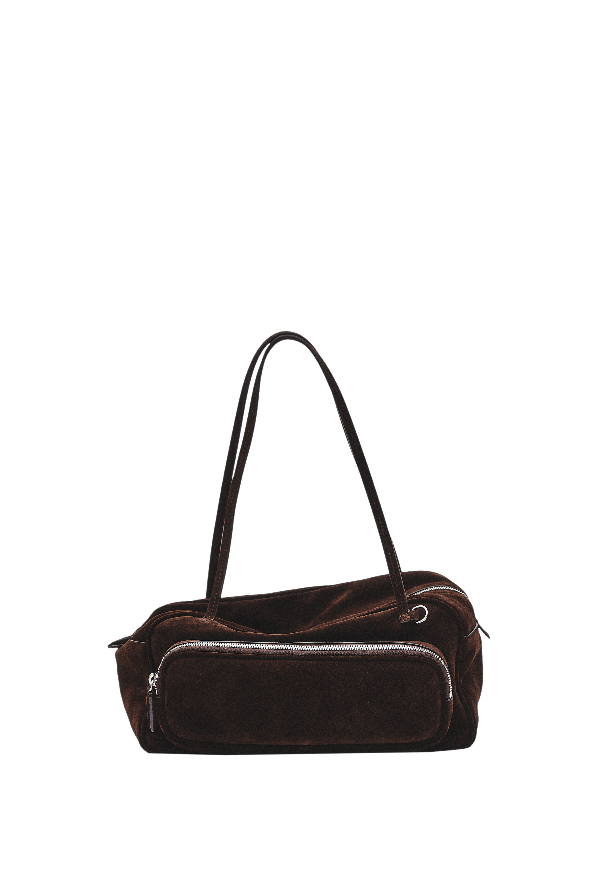 Medium split suede bowling bag