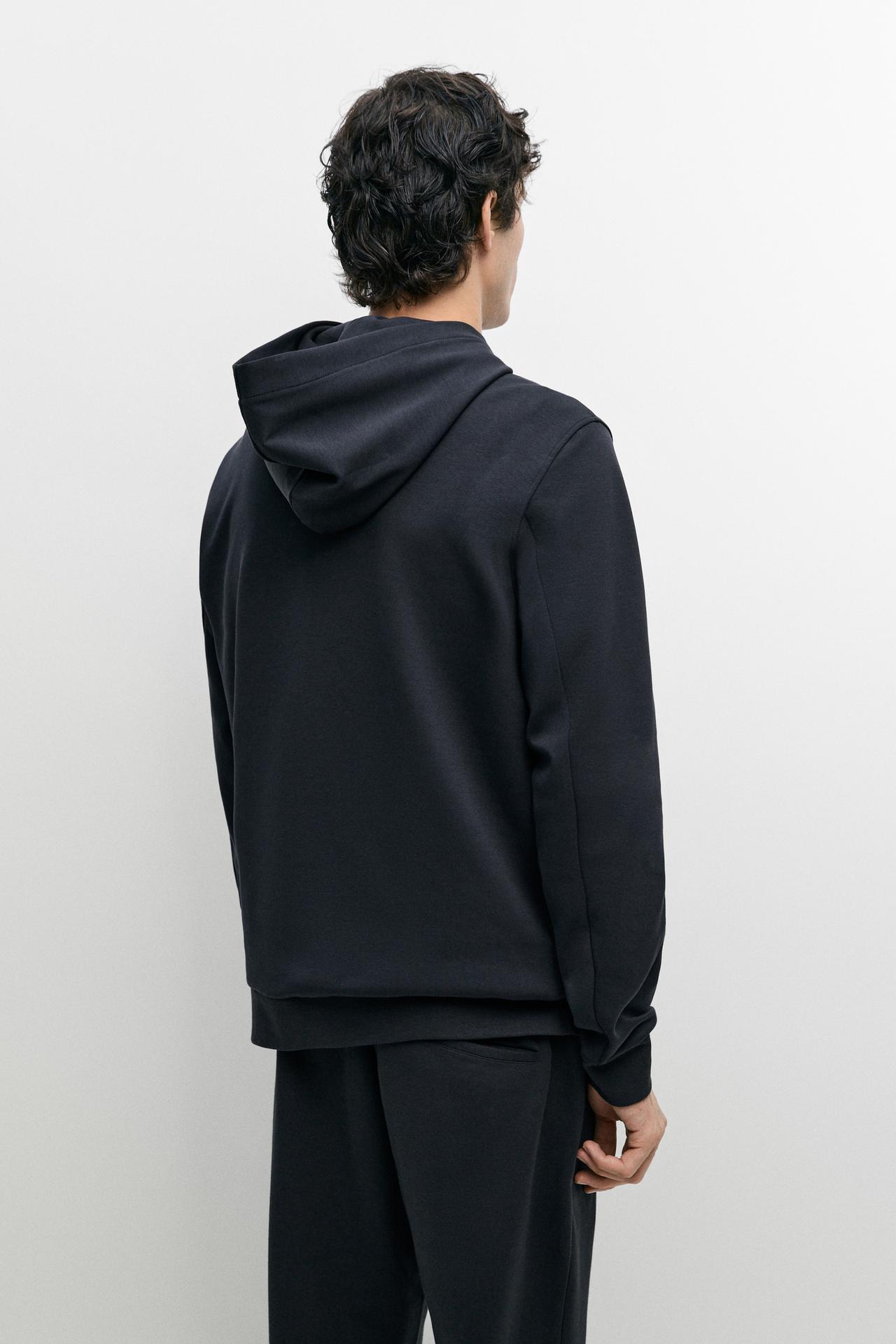 Suede sweatshirt with hood, total-look co-ord — NAVY BLUE