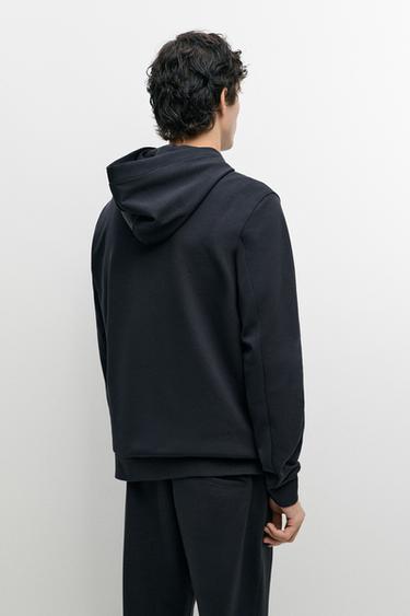 Suede sweatshirt with hood, total-look co-ord — NAVY BLUE 5
