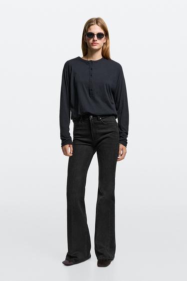 High-waist skinny flare jeans — BLACK 1