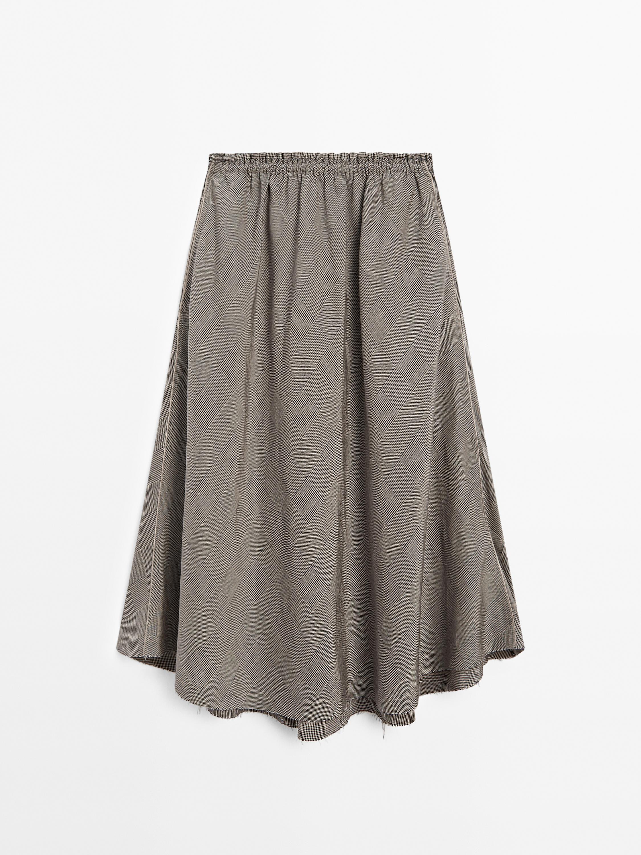 Flounce midi skirt with elastic detail