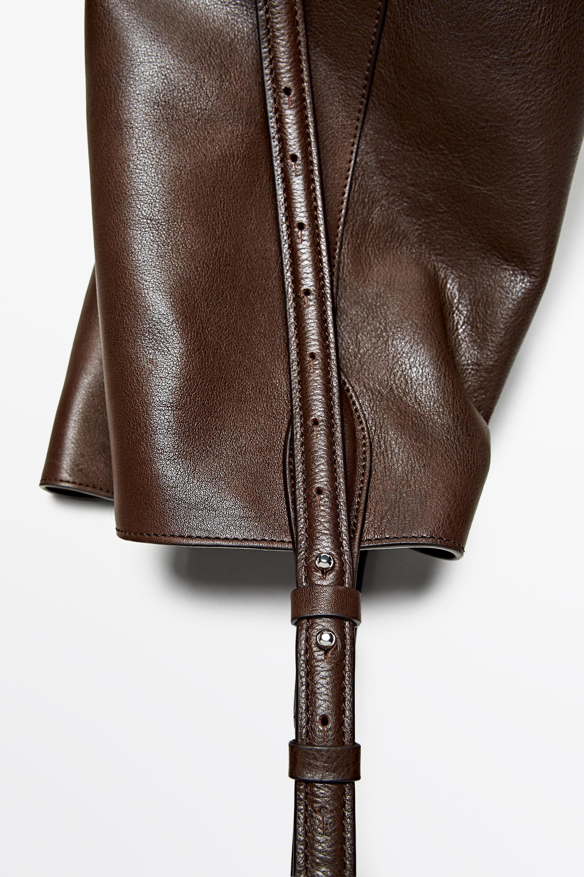 Nappa leather bucket bag — BROWN
