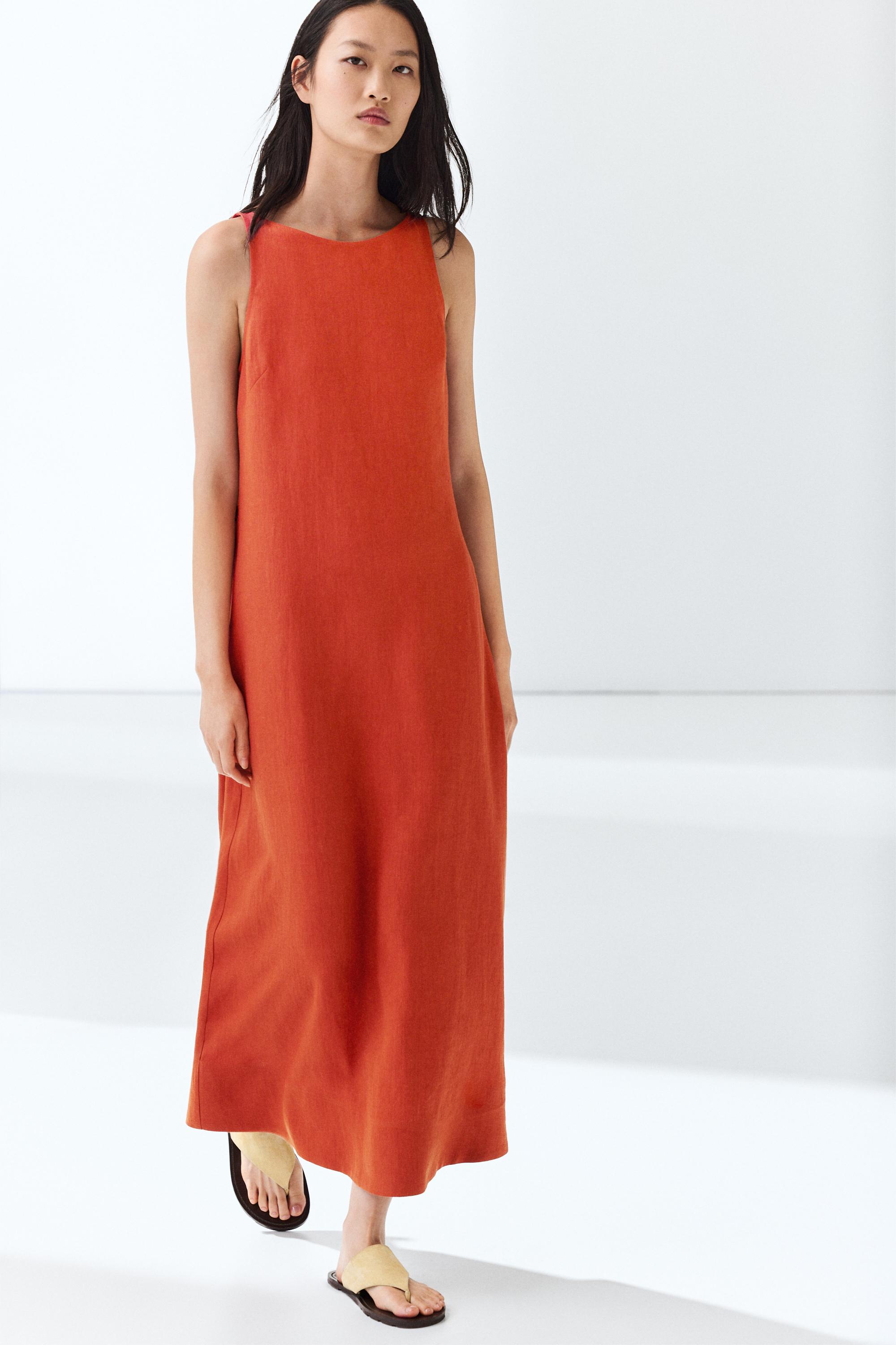 100% linen halter dress — RED